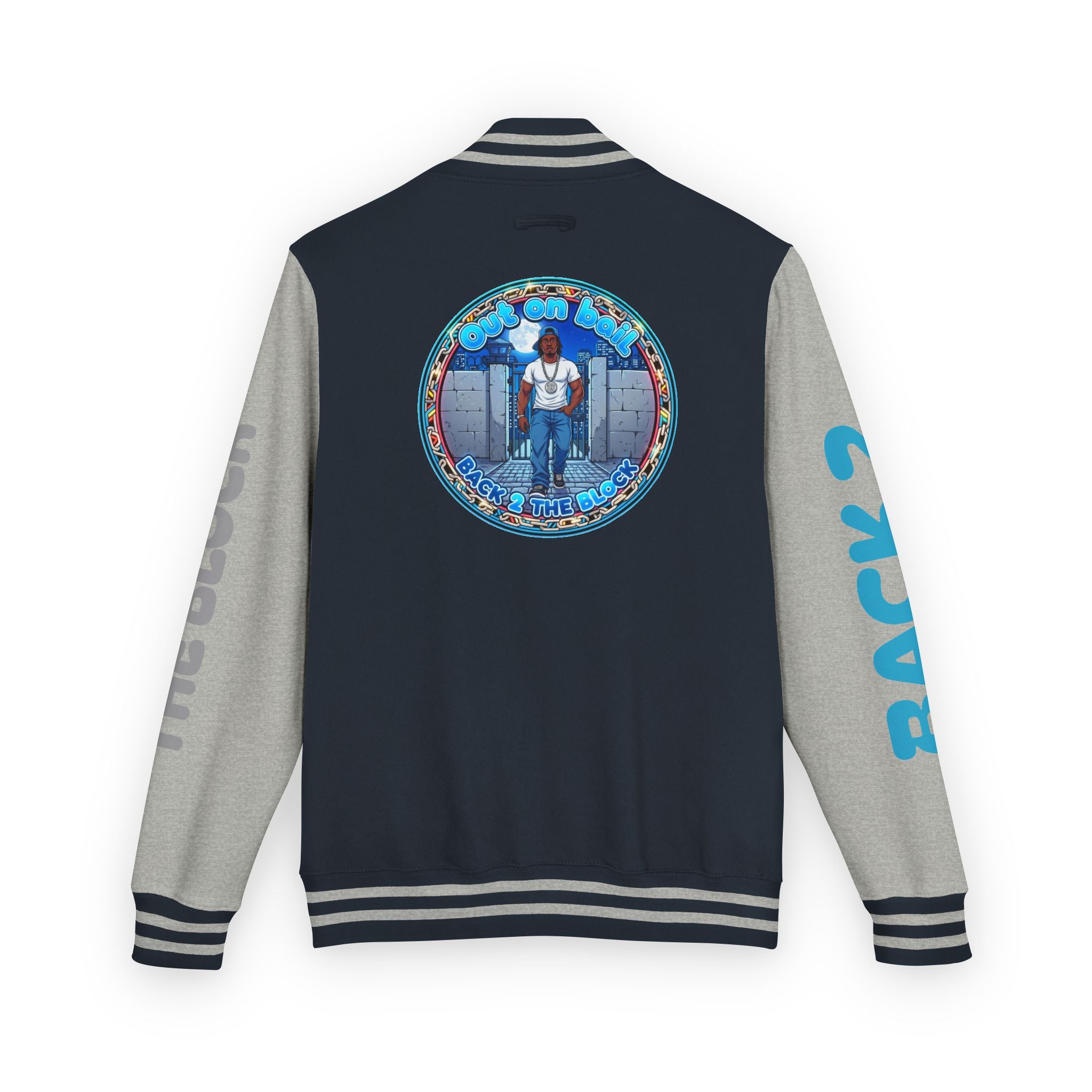 Letterman Jacket — 'Back 2 The Block' Retro Streetwear Patch Jacket