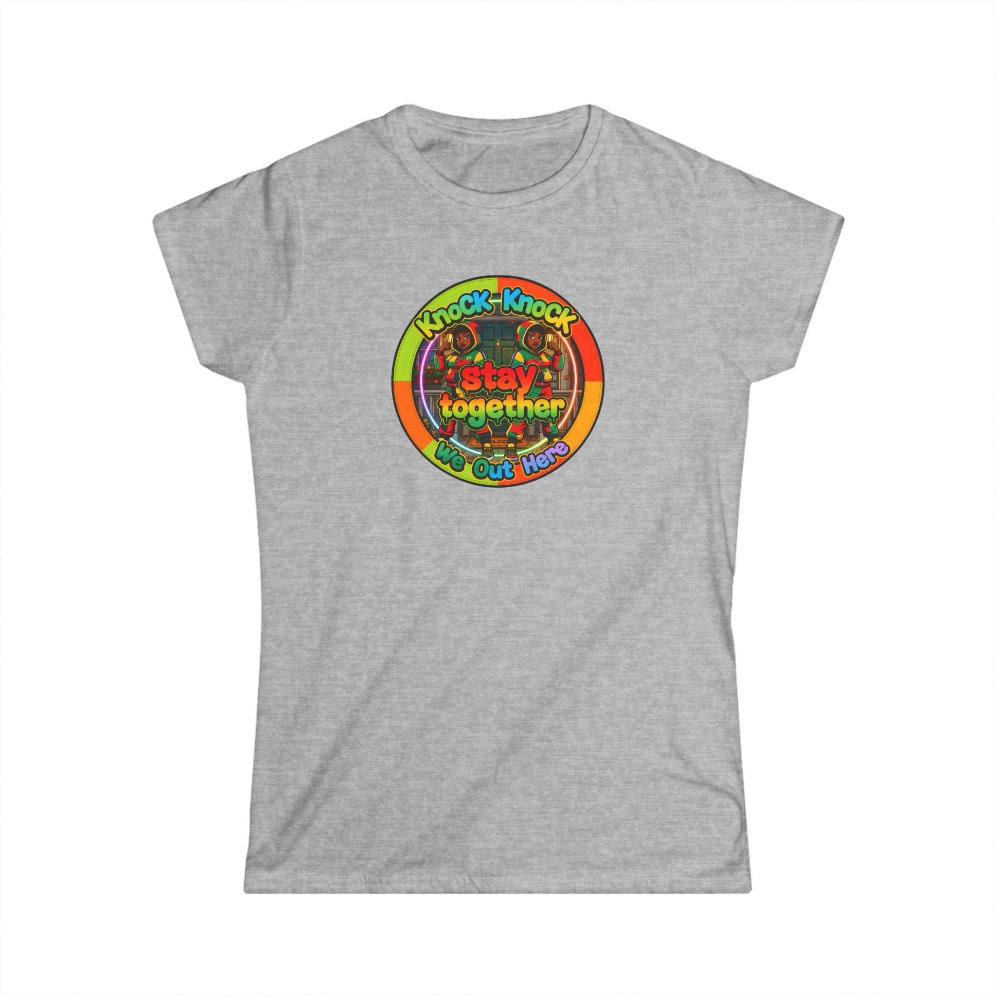 T‑Shirt — 'Knock Knock Stay Together' Retro Color Wheel Graphic Tee