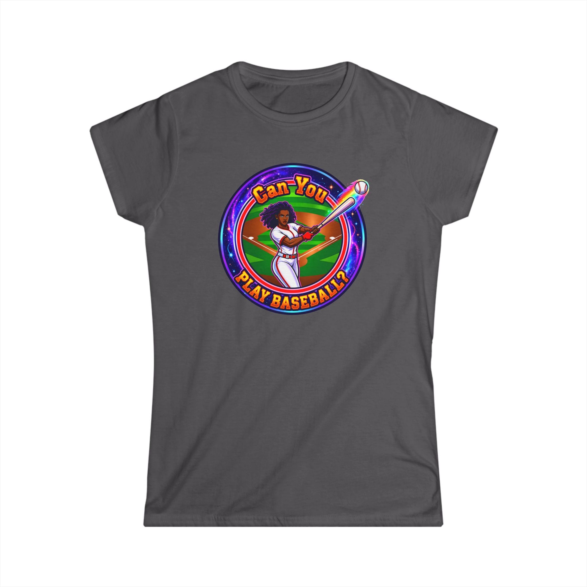 "Can You Play Baseball" Women's Baseball Tee – Feminine Softstyle Baseball Shirt