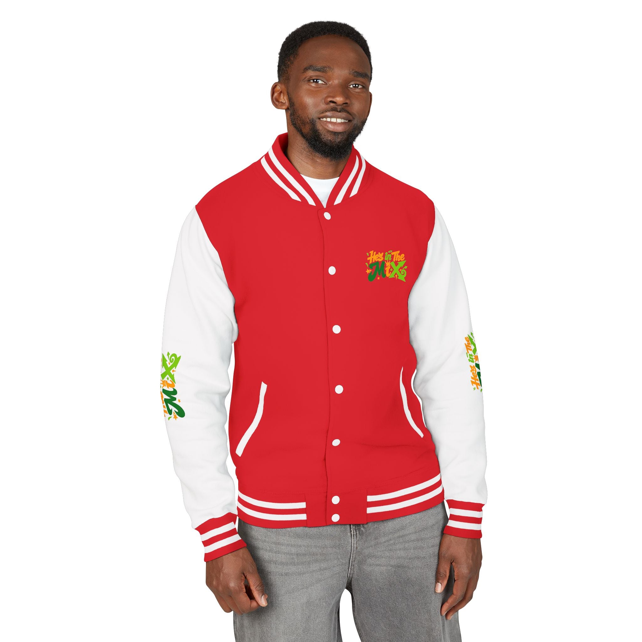 Letterman Jacket - "He's in the Mix" Retro Graffiti Varsity Jacket
