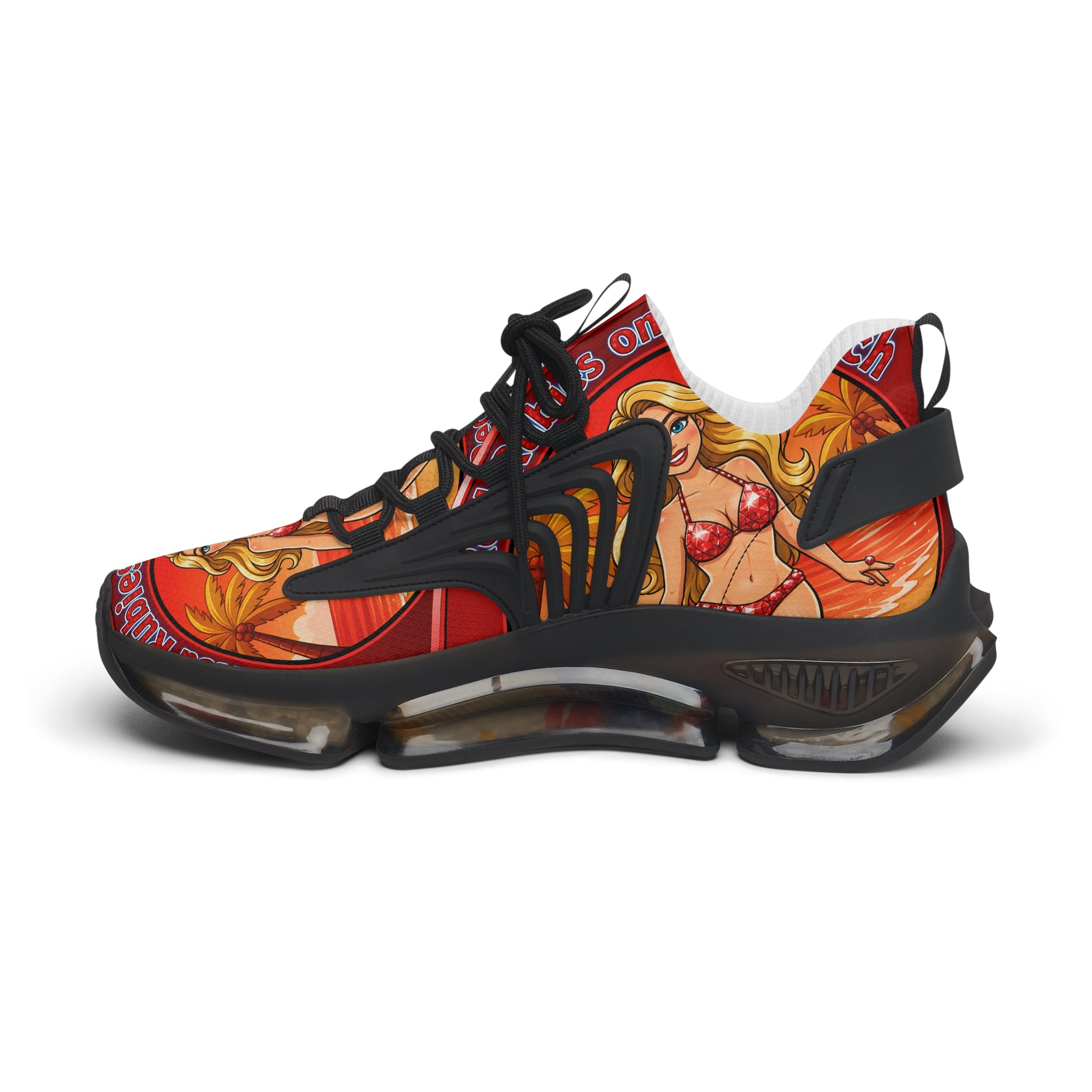 Women’s Mesh Sneakers — Retro Pinup Mermaid Graphic Athletic Shoes
