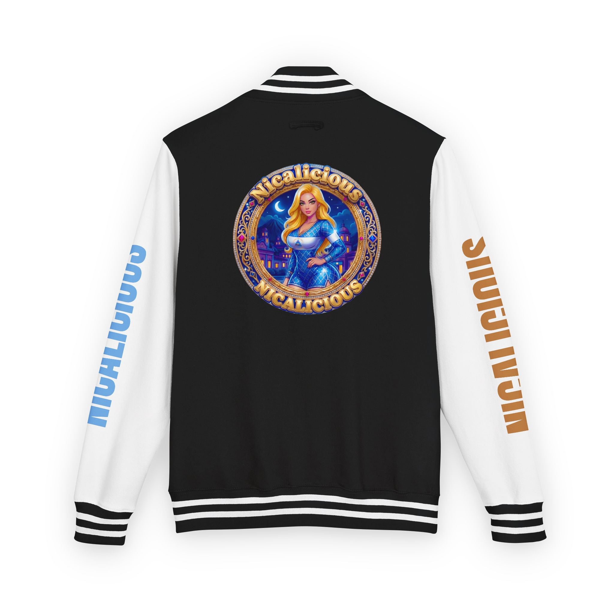 Letterman Jacket — 'Nicalicious' Retro Varsity Jacket with Angel Crest