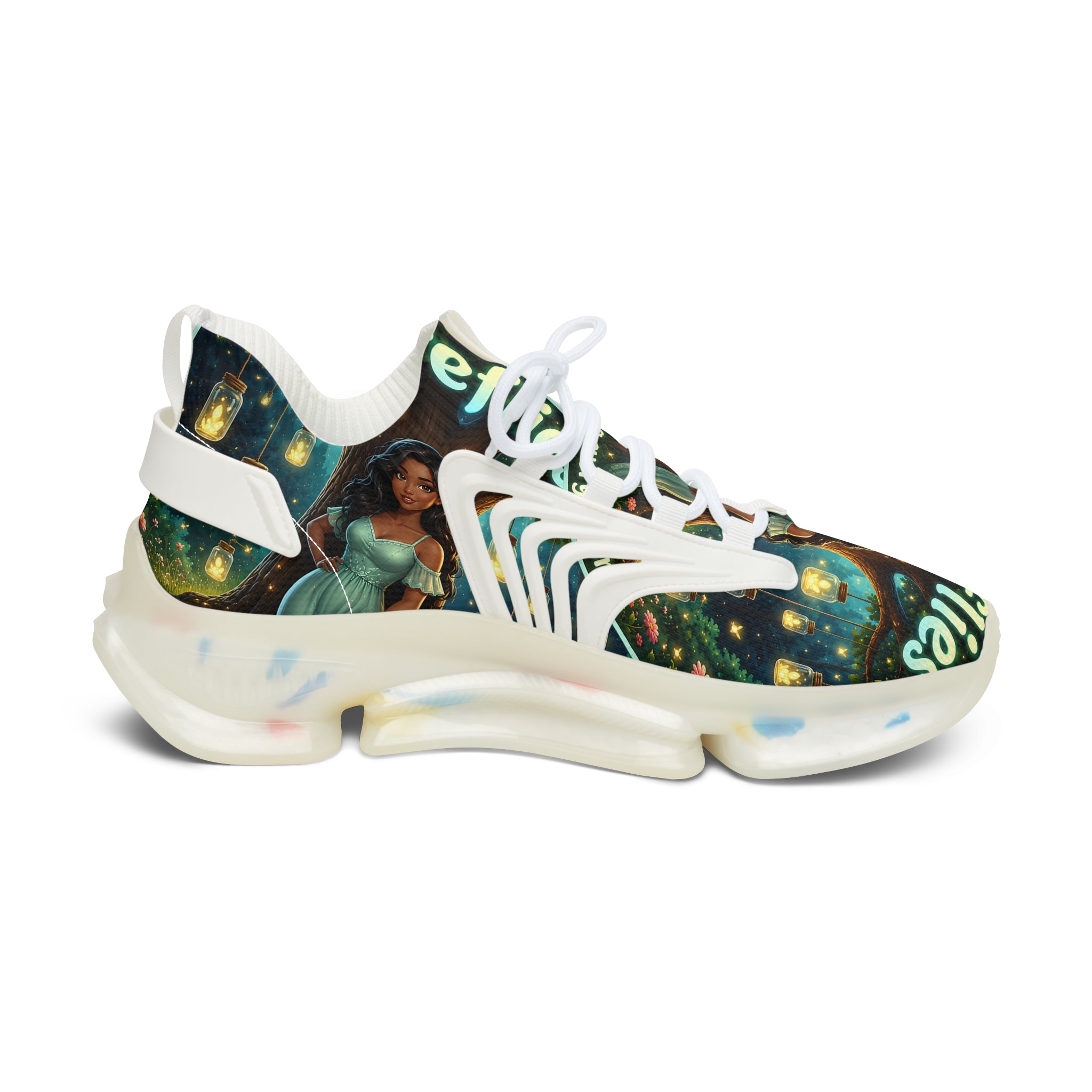 Women’s Mesh Sneakers — ’Fireflies’ Artistic Fairy Graphic Lightweight Running Shoes