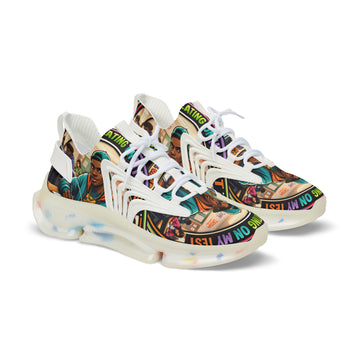 Men's Mesh Sneakers — Colorful Urban Art Graphic Trainers with 'Im Cheating On My Test' Design