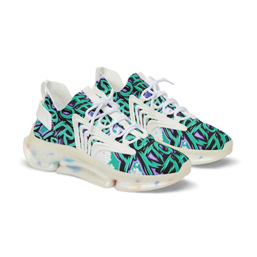 Men's Mesh Sneakers —"The Holy Spirit Is Yours'Bold Teal Graffiti Pattern Athletic Shoes