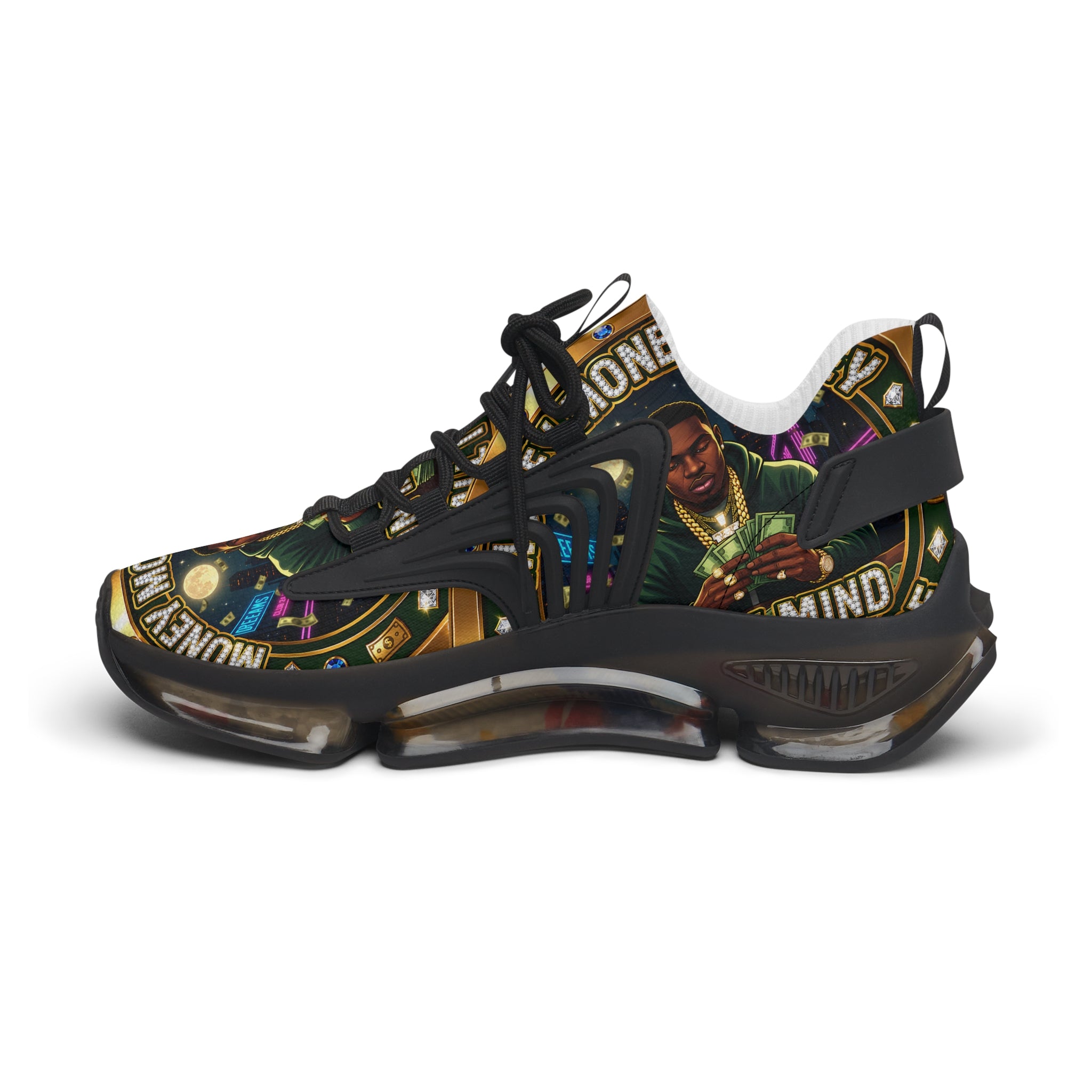 Men's Mesh Sneakers — 'Money' Graphic Women's Athletic Shoes