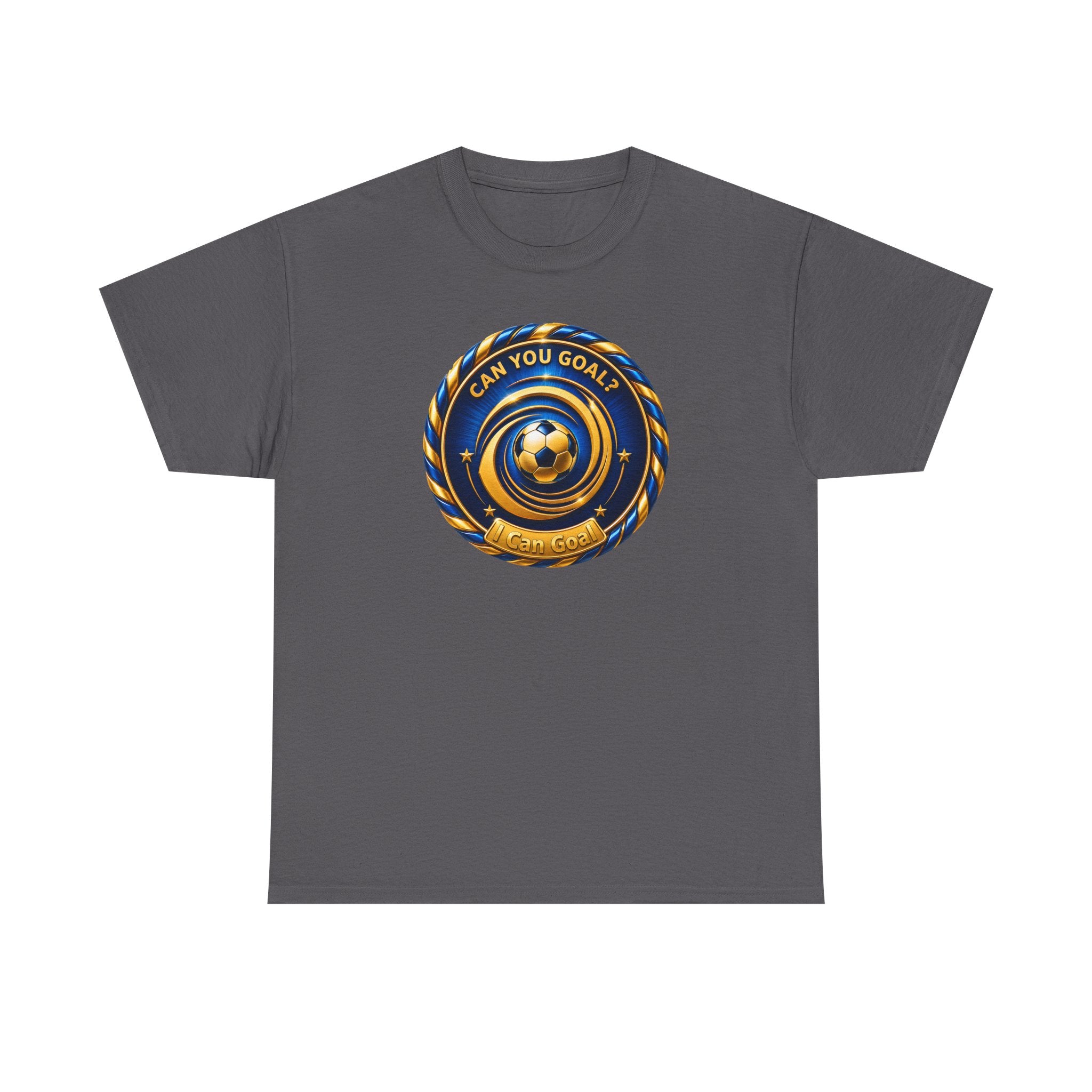 Soccer Badge Tee — "Can You Goal?" Graphic Soccer Shirt