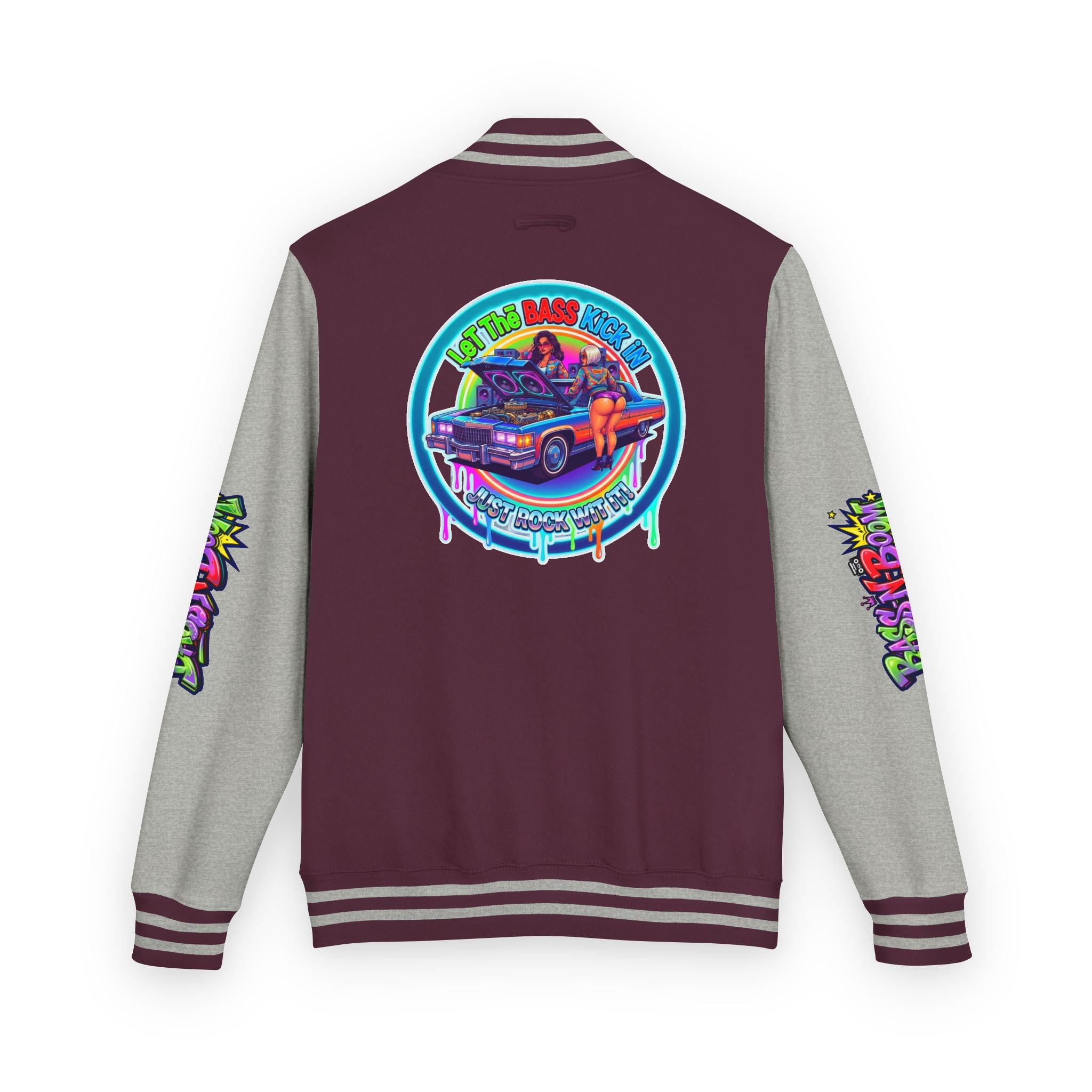 Letterman Jacket — ' Let The Bass Kick In' Retro Lowrider Crew Graphic