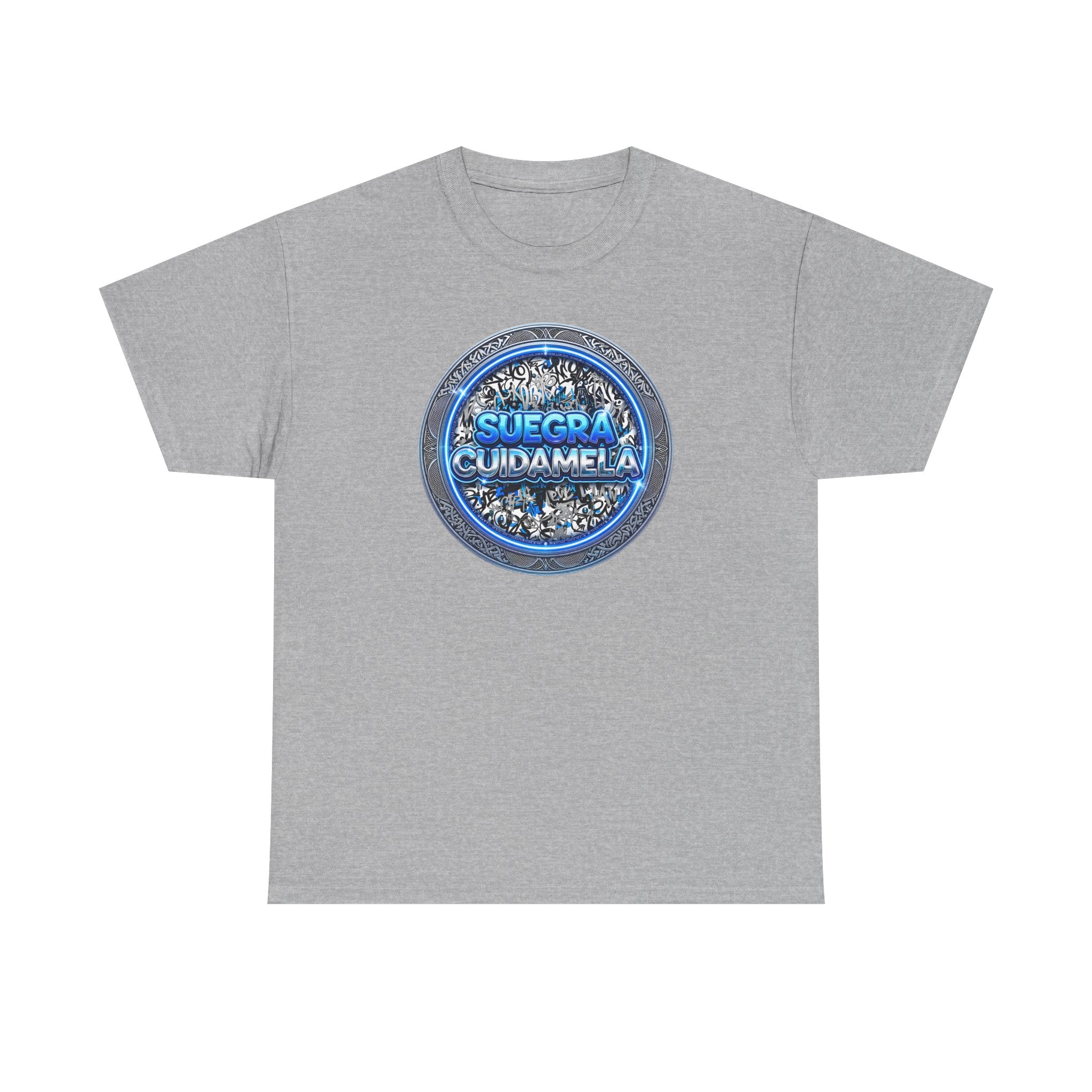 T-Shirt — Suegra Cuídame (Blue Floral Emblem)