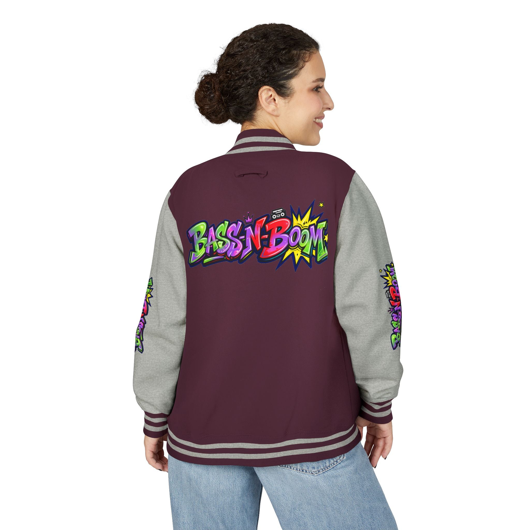 Letterman Jacket — 'Bass N Boom' Graffiti Bomber