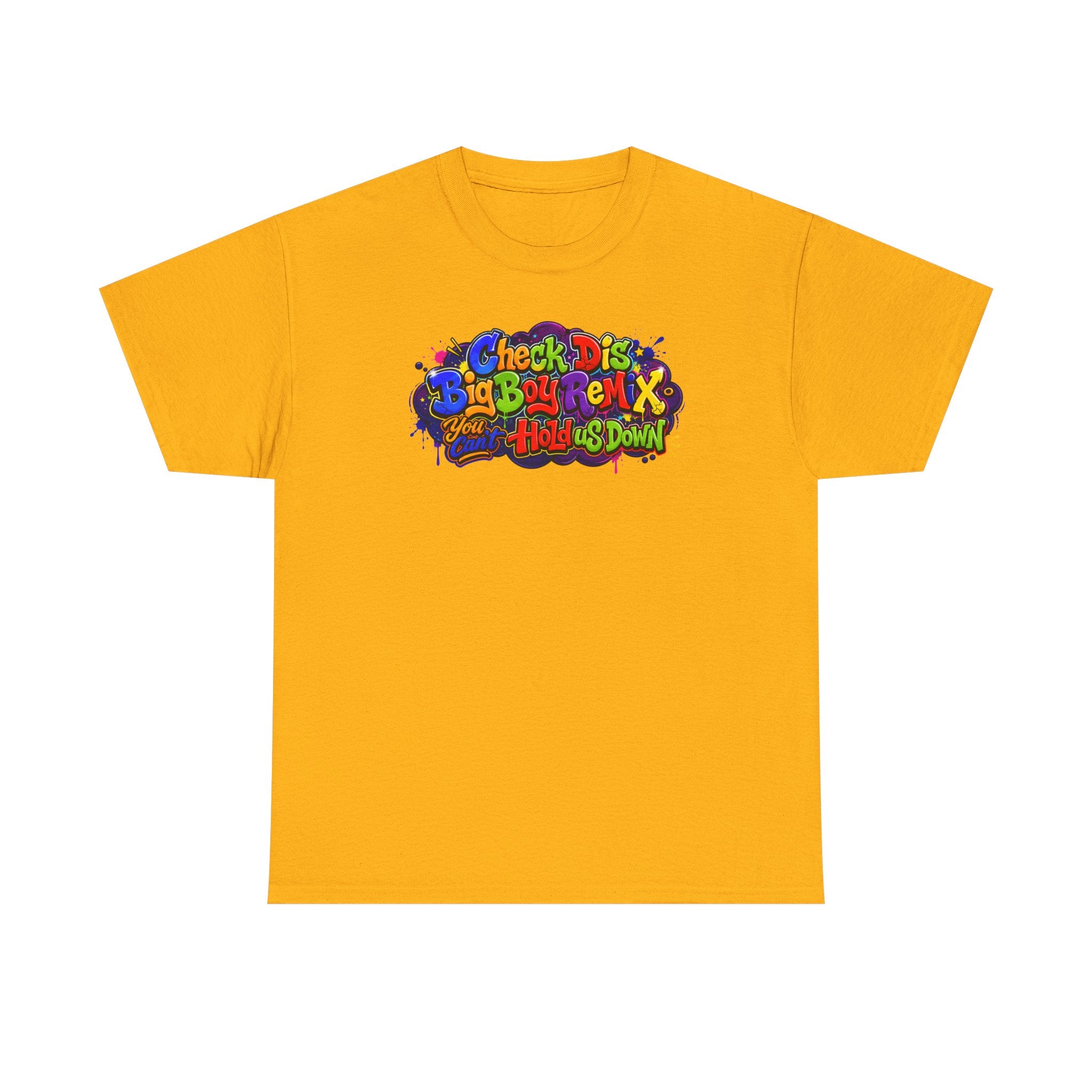 Graphic Tee — Colorful 'Check Dis Big Boy Remix' Retro Street Art T-Shirt