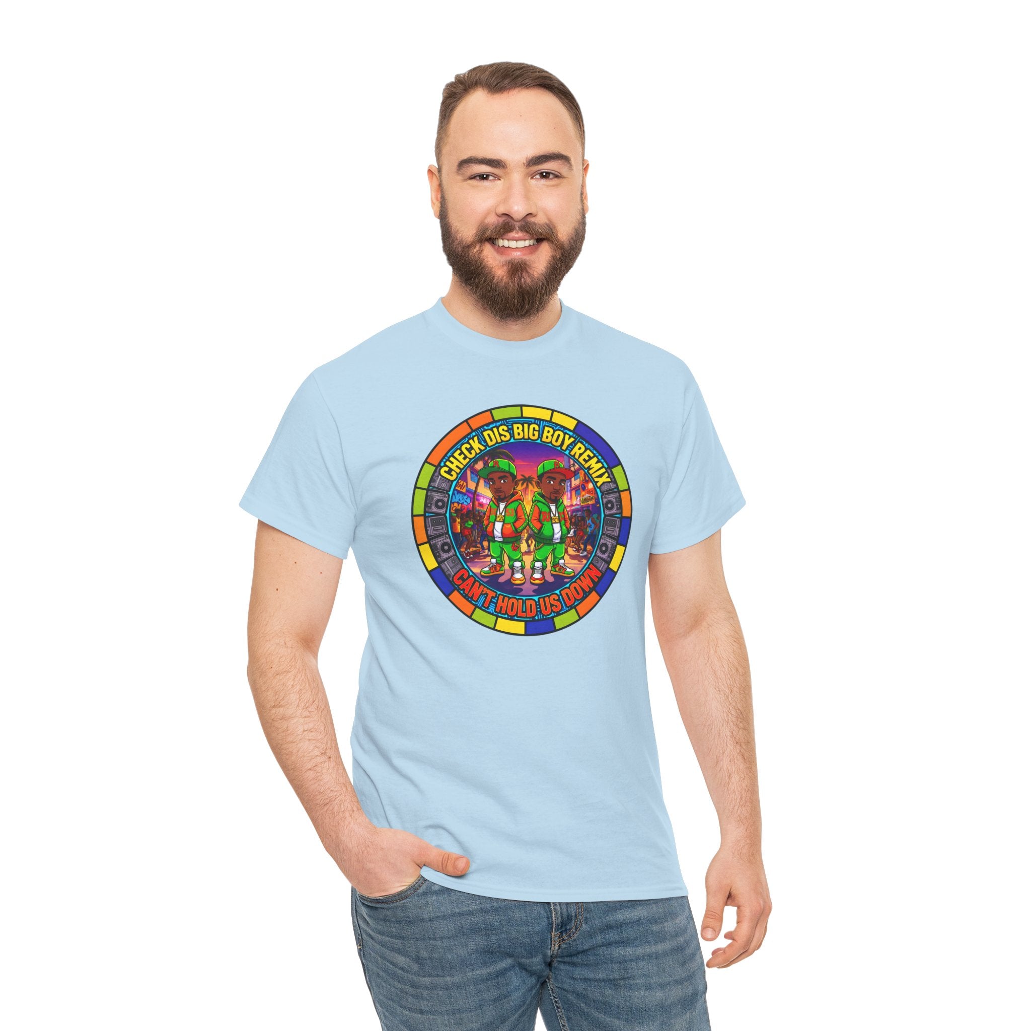T-Shirt — "Check Dis Big Boy Remix" Colorful Cartoon Grap6hic Tee
