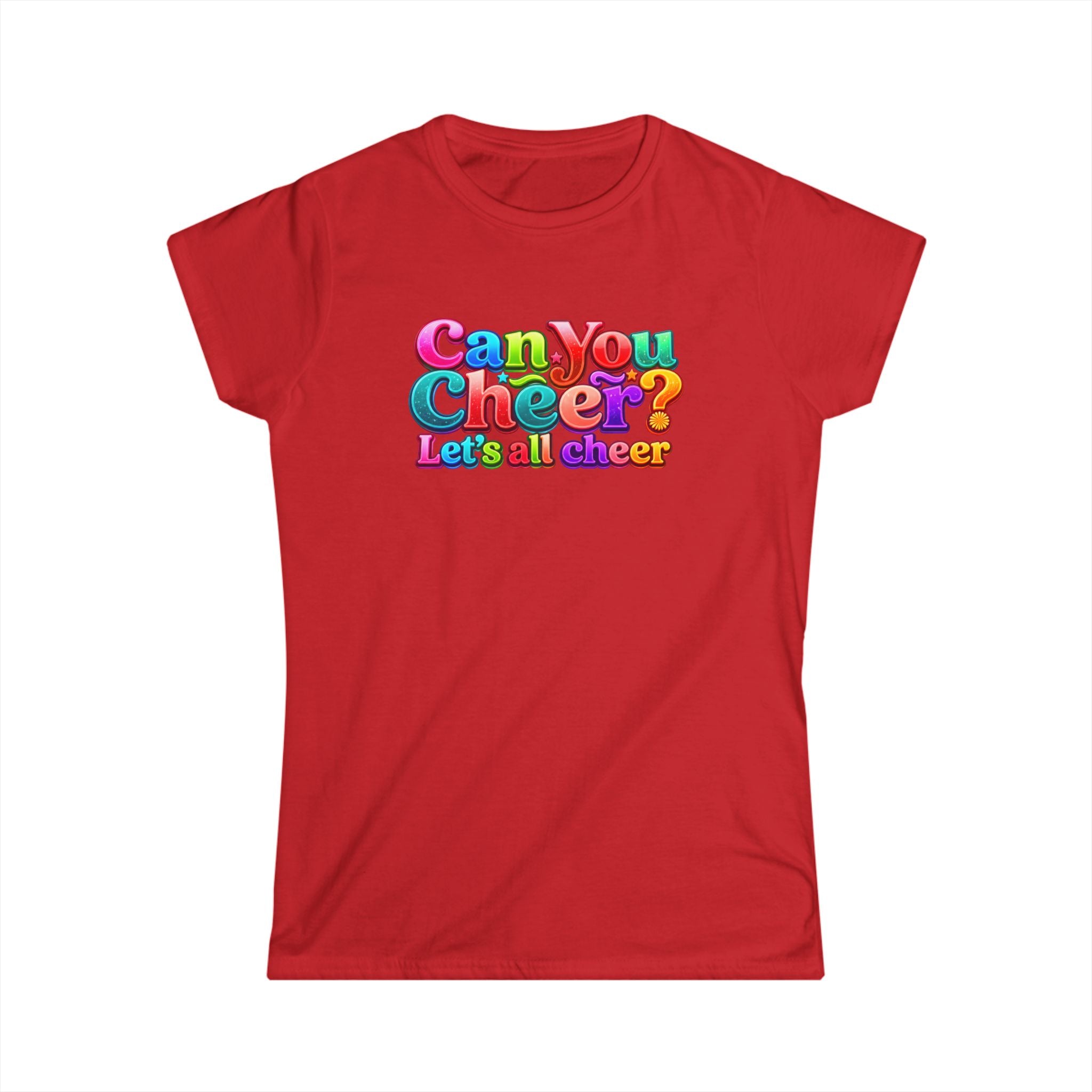 "Can You Cheer" Women's Tee — Colorful Retro Cheer Graphic Shirt
