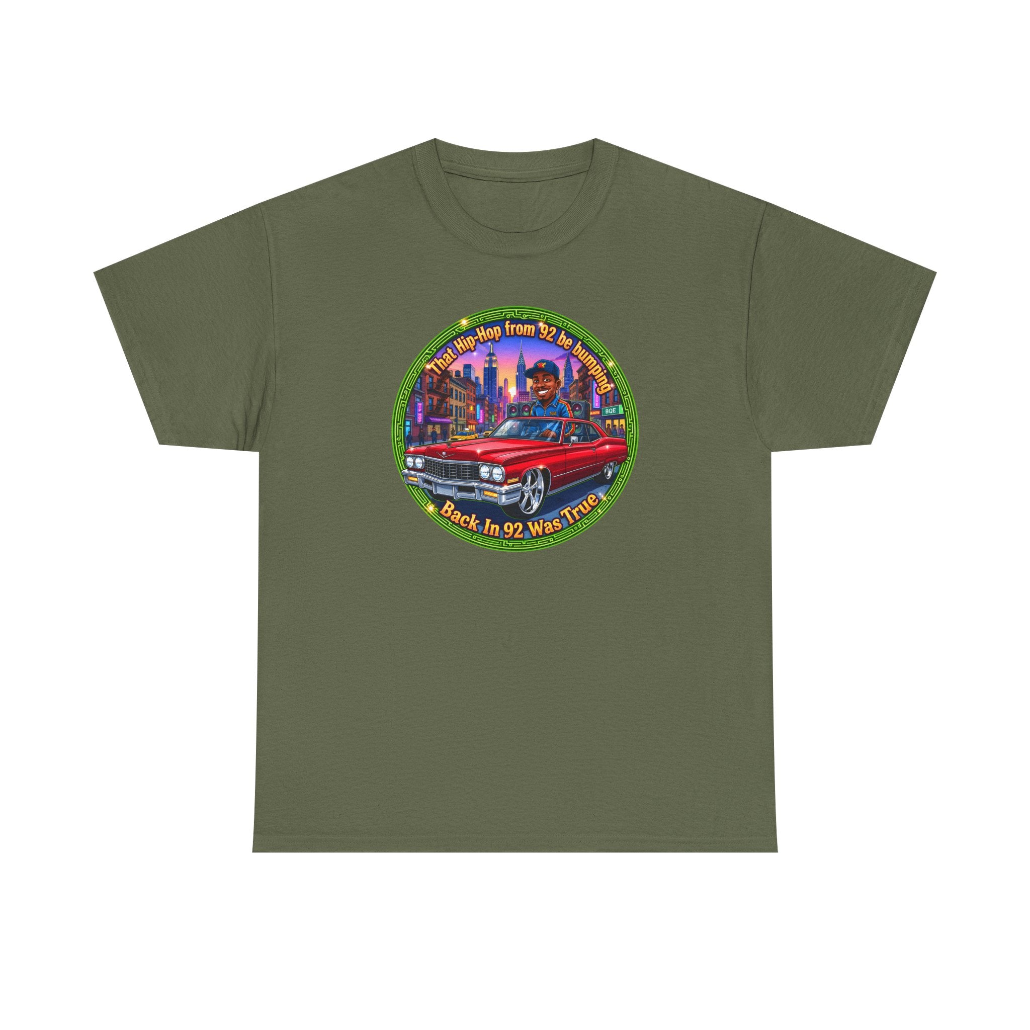 Vintage Red Convertible T-Shirt – “That Hip-hop From 92 Be Bumping" Retro City Cruise Tee
