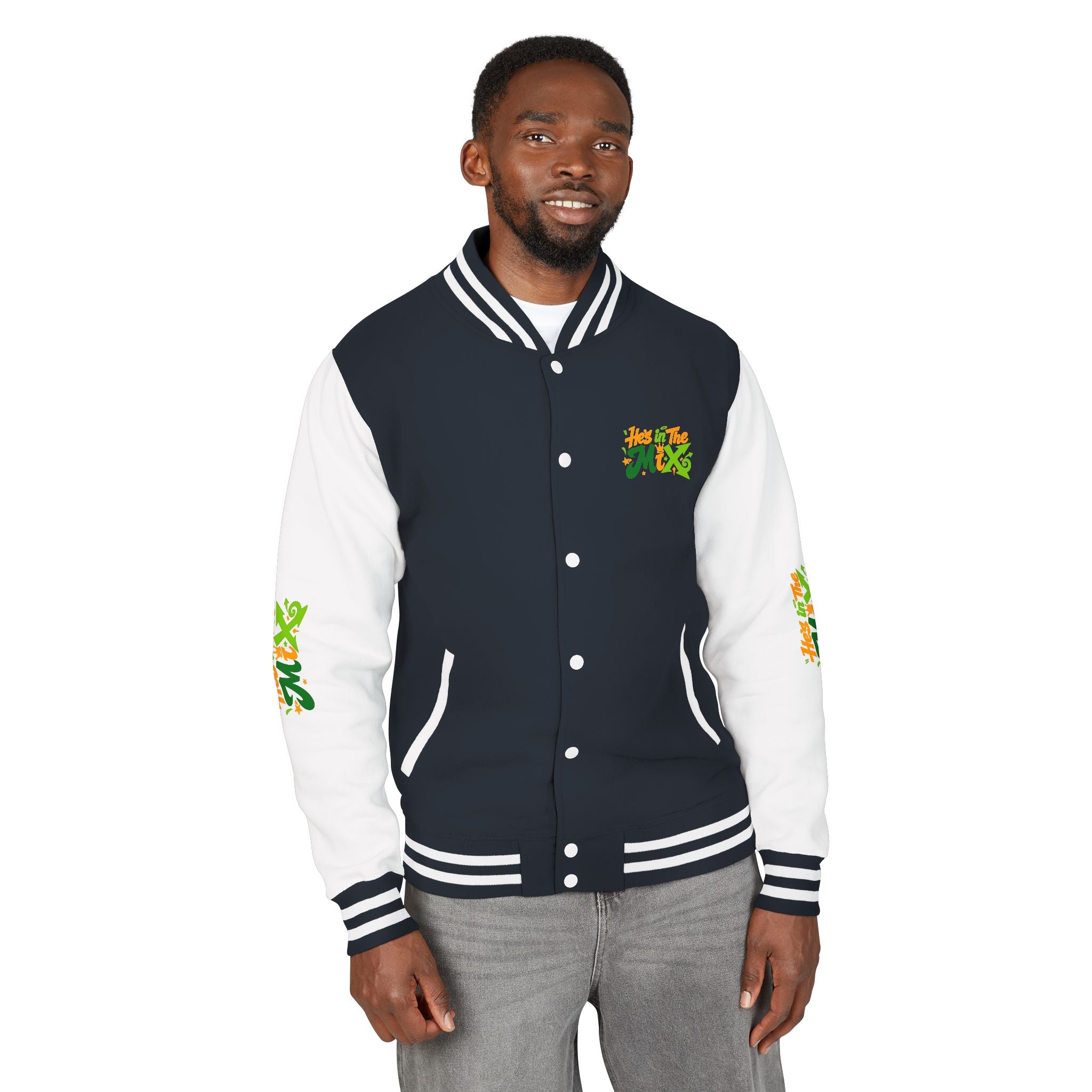 Letterman Jacket - "He's in the Mix" Retro Graffiti Varsity Jacket