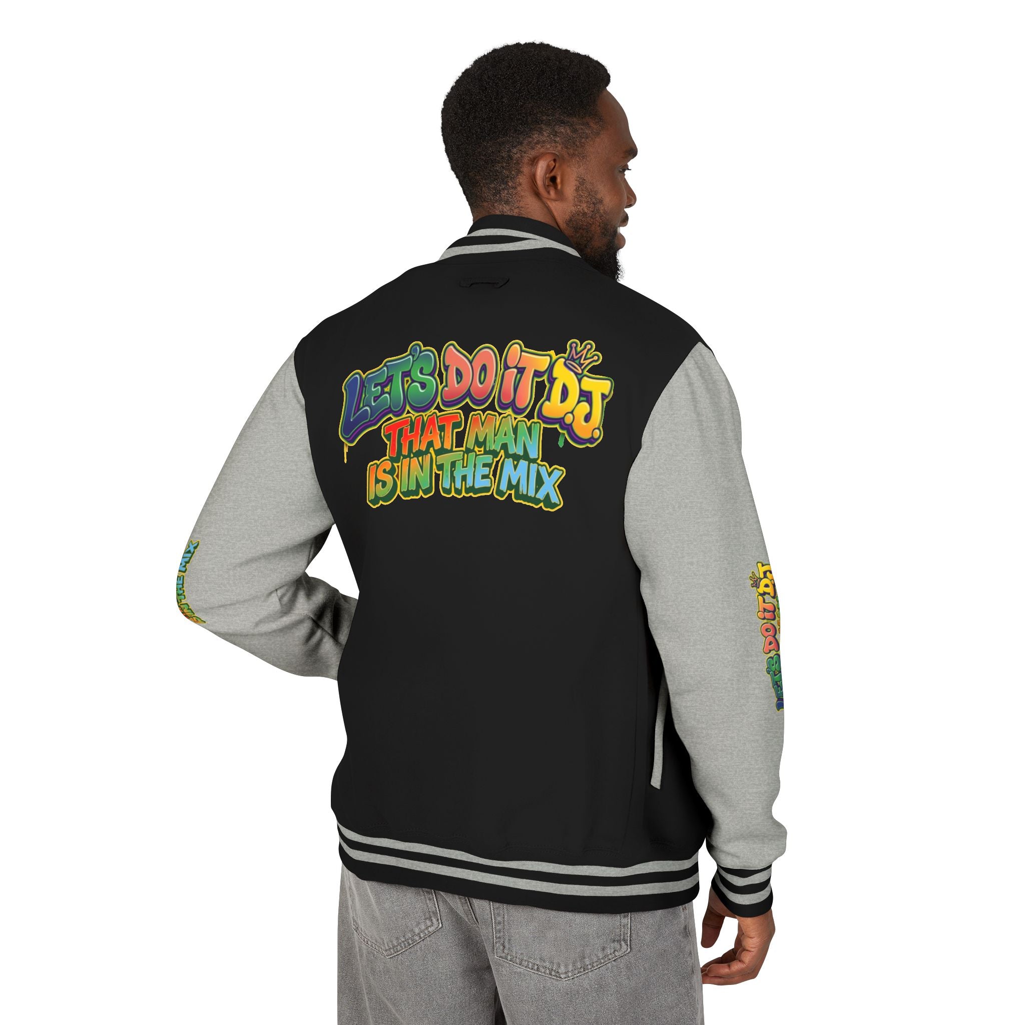 Letterman Jacket — 'Let's Do It' DJ Graphic Varsity Jacket