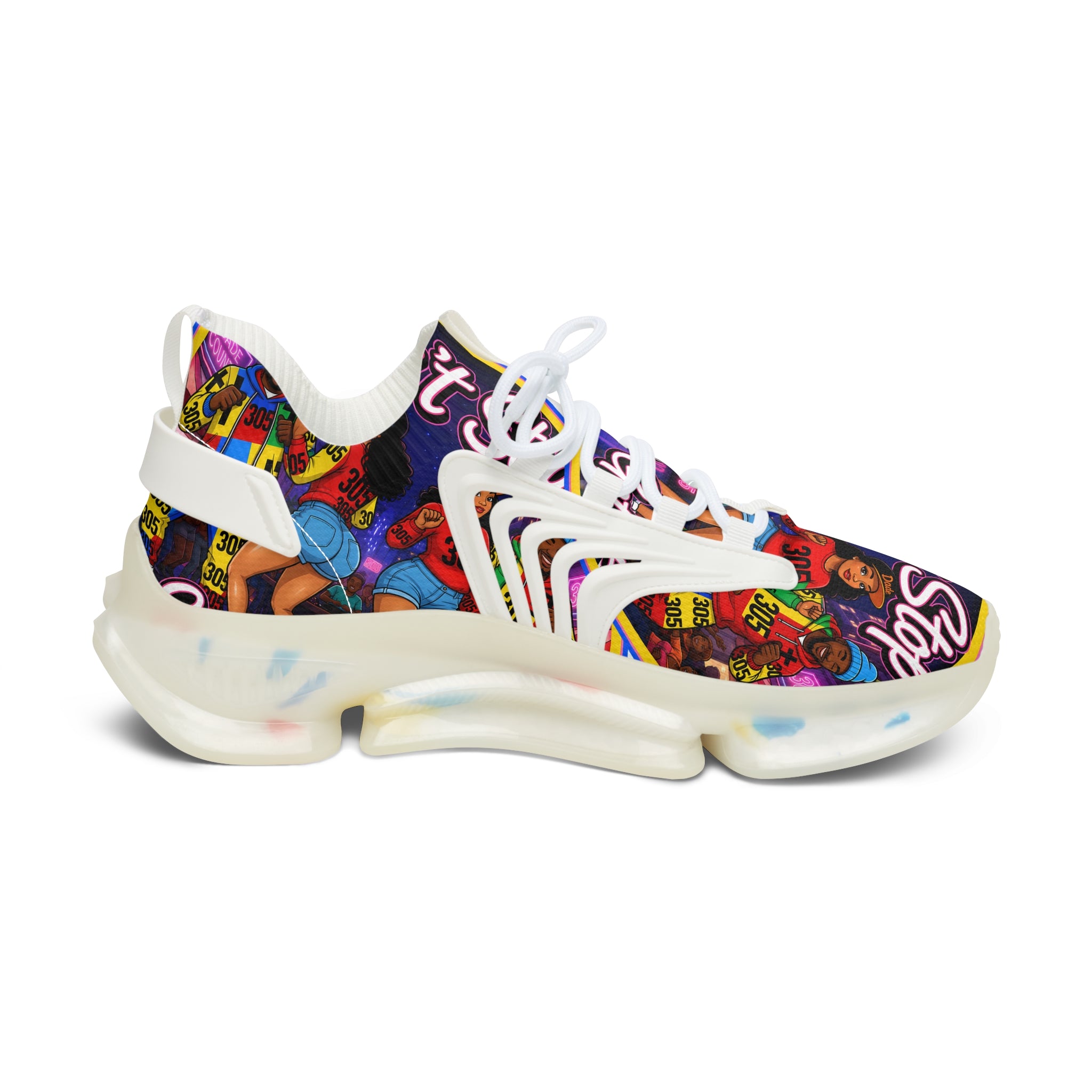Women's Mesh Sneakers — Bold Graphic 'Don't Stop' Fashion Trainers