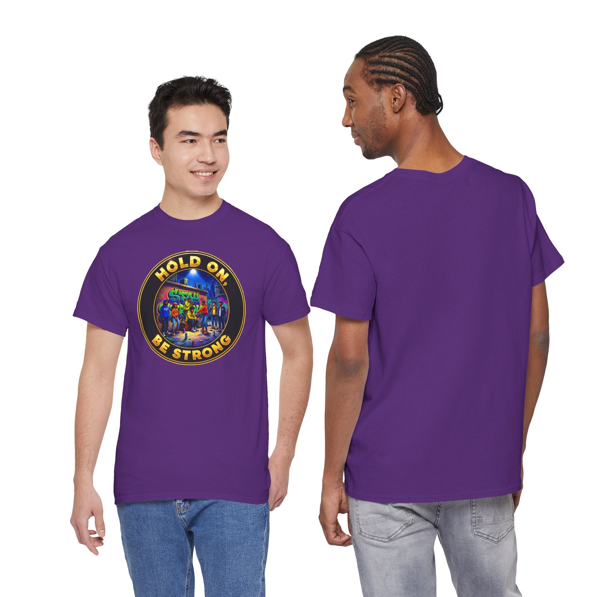 T-Shirt — 'Hold On Be Strong' Inspirational Retro Circle Graphic Tee