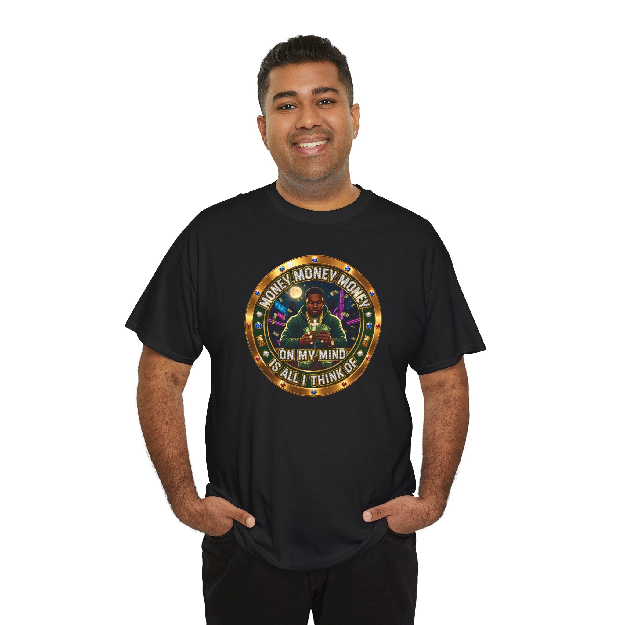 "Money On My Mind" Graphic Tee — Retro Casino Coin Design