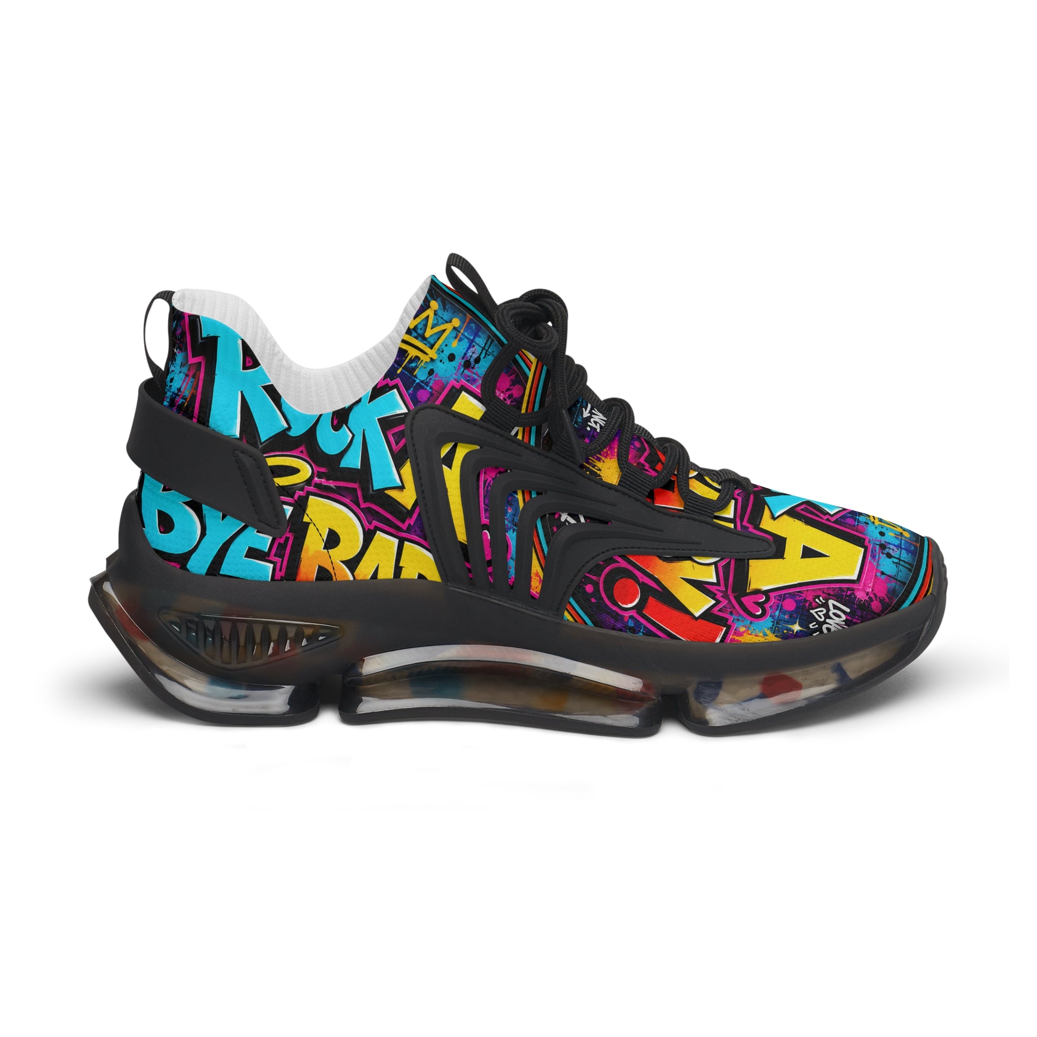 Women's Mesh Sneakers - Bold Graffiti 'Rock A Bye Baby' Streetwear Running Shoes