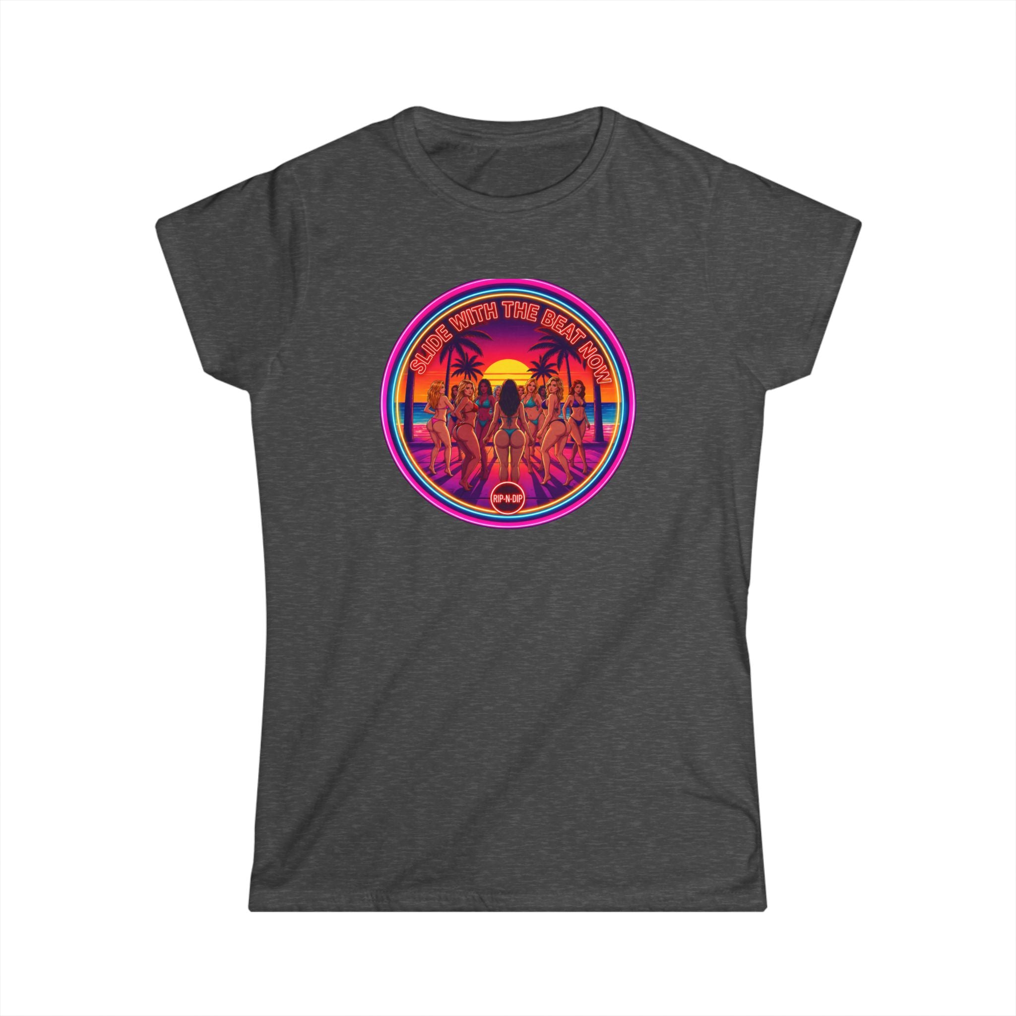 Women's Tee - " Slide With The Beat Now " Classic White Softstyle Short Sleeve