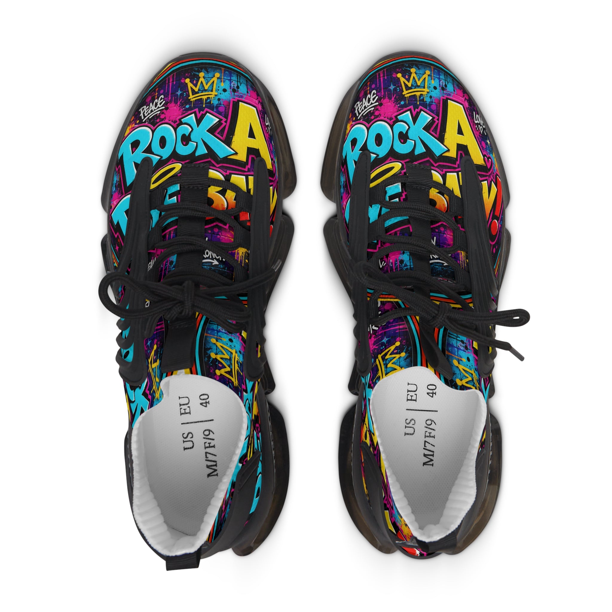Women's Mesh Sneakers - Bold Graffiti 'Rock A Bye Baby' Streetwear Running Shoes