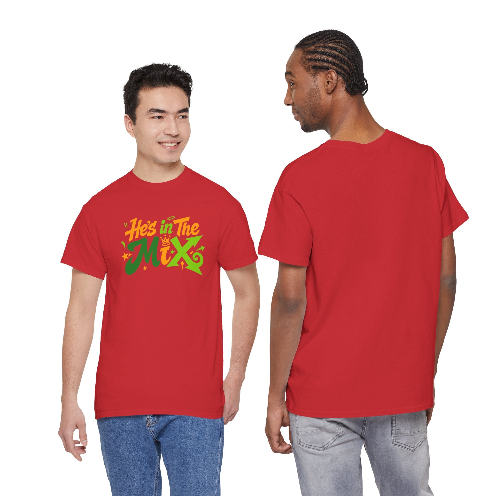 "He's in the Mix" T-Shirt — Retro Green & Orange DJ/Music Tee