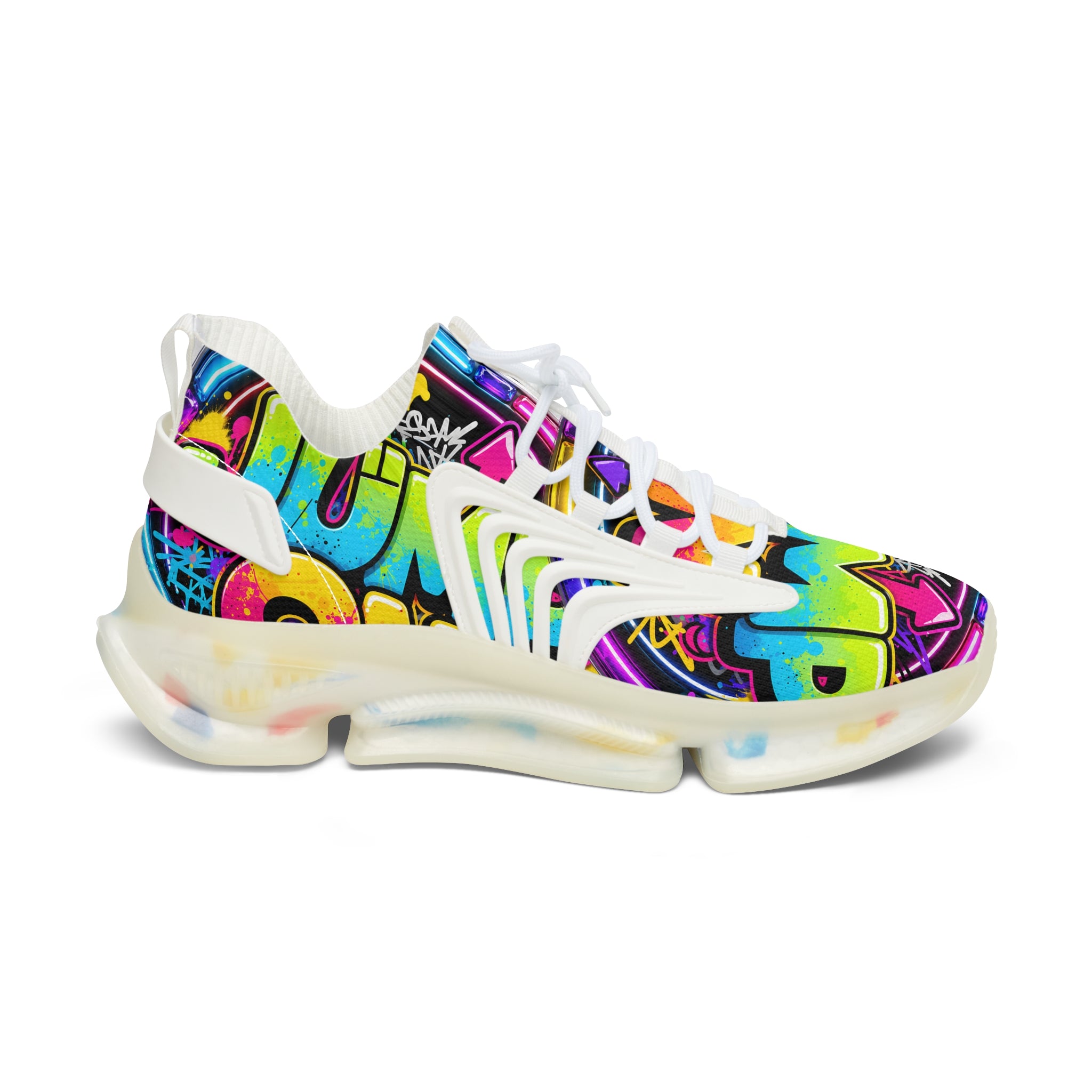 Women's Mesh Sneakers — "Jump On" Colorful Graffiti Streetwear Athletic Shoes