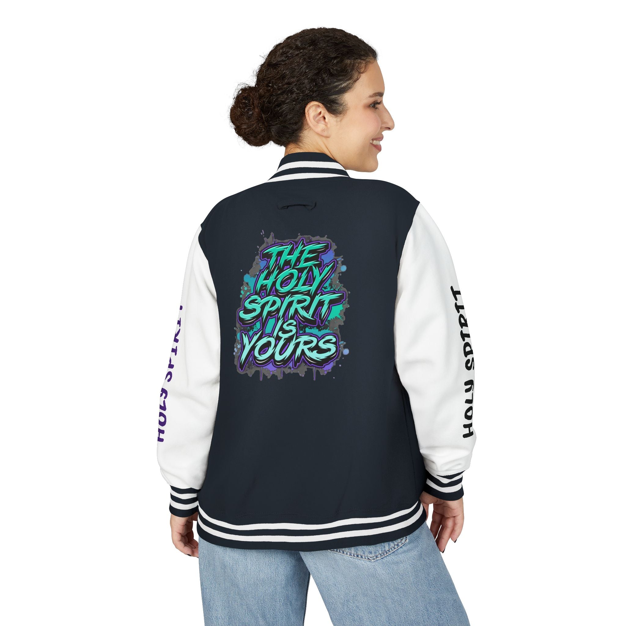 Letterman Jacket — "The Holy Spirit Is Yours" Graphic