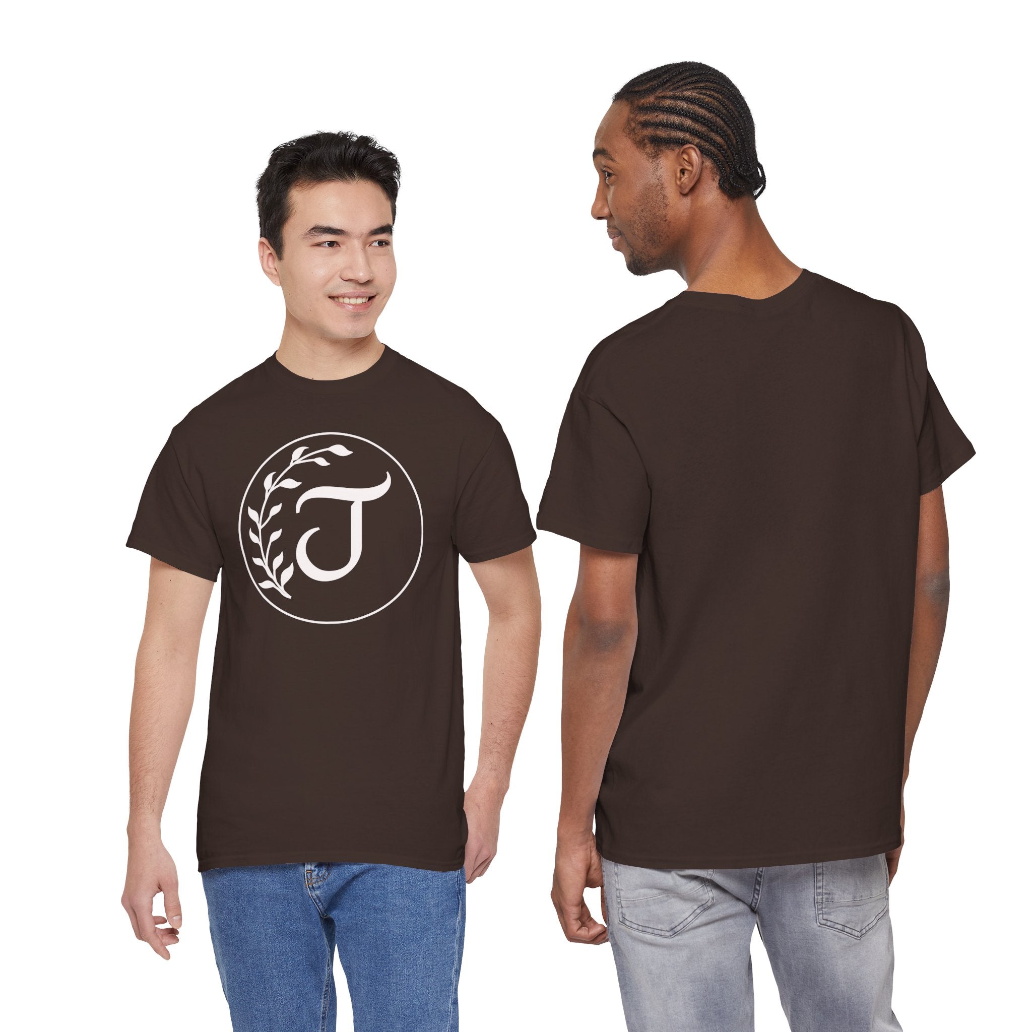 White Tee with Subtle "Floral J " Jesus Christ "— Minimalist Japanese Character T-Shirt