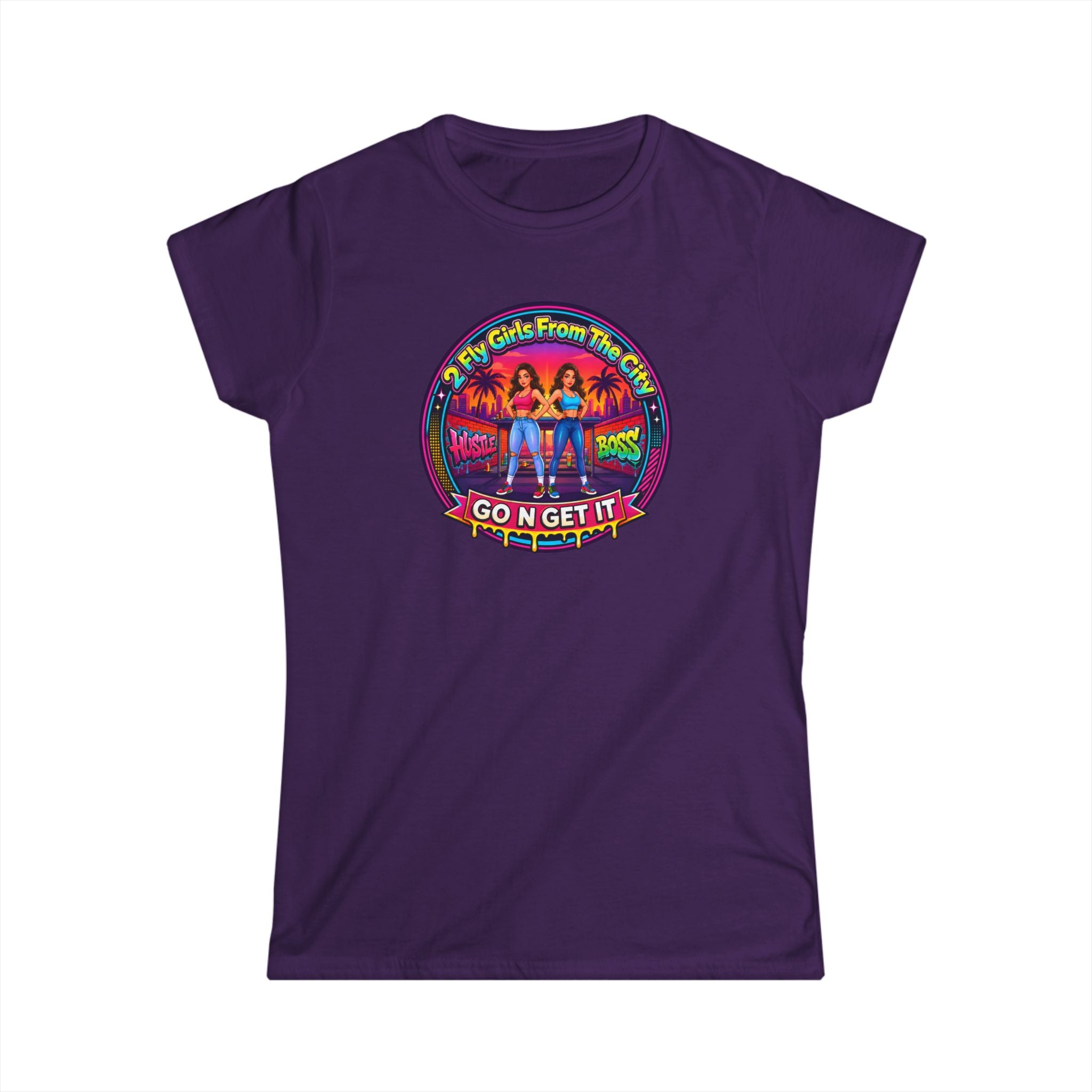 Go N Get It Women’s Tee — “2 Fly Girls From The City" ” Retro Graphic Shirt