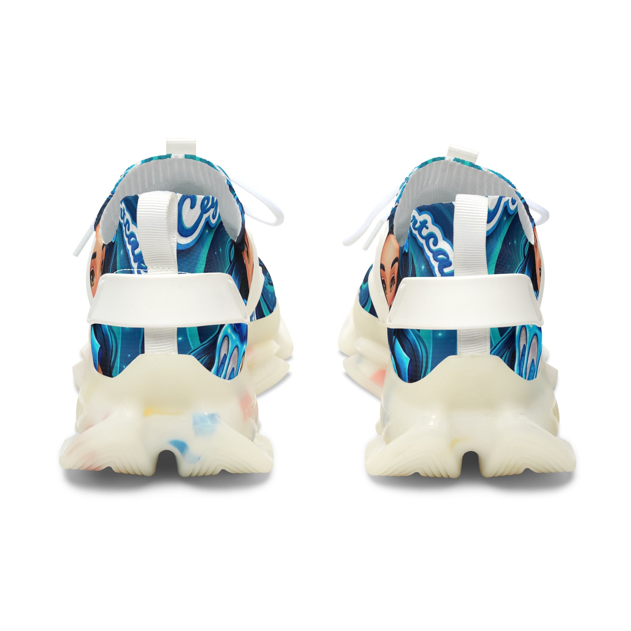 Women's Mesh Sneakers — "Ceylon Blue Olive Shortcake "Graphic Athletic Shoes