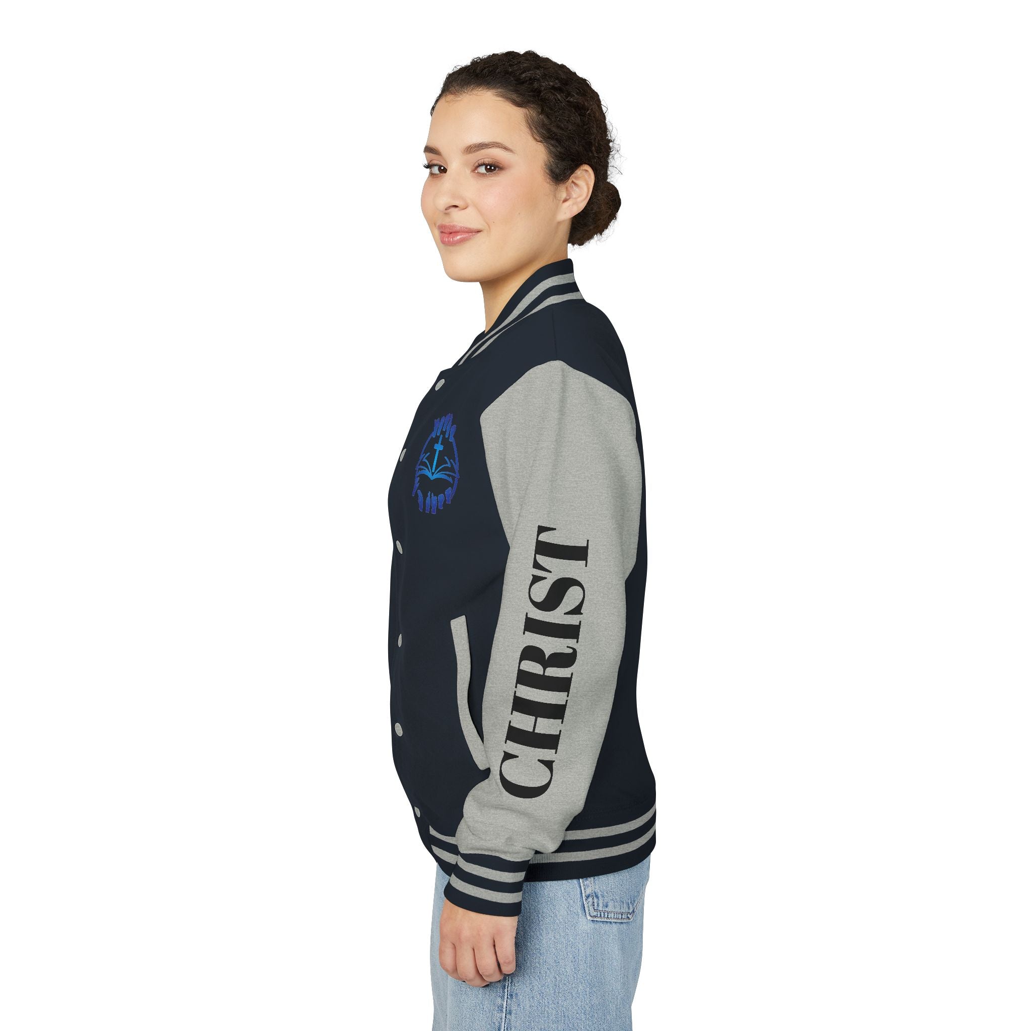 Christian Cross Letterman Jacket — Faith Crewneck Varsity Jacket