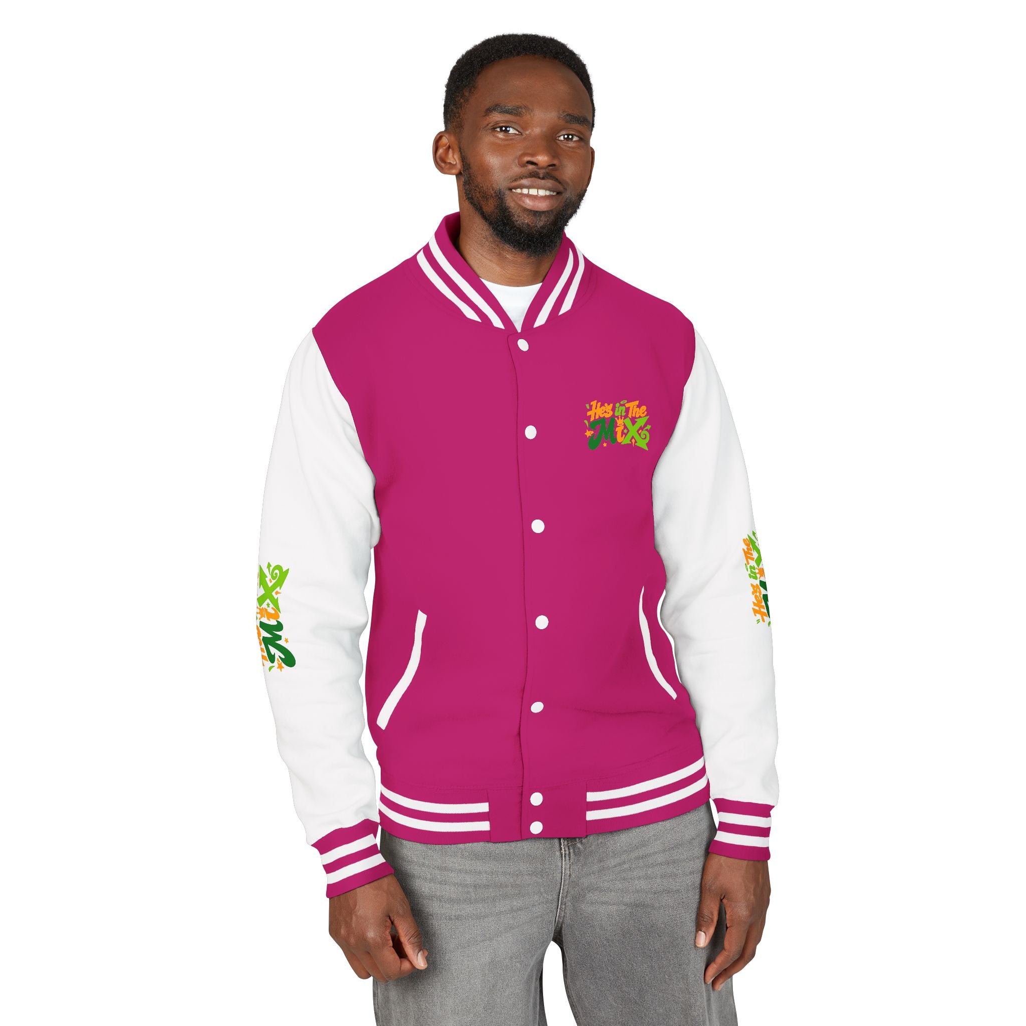 Letterman Jacket - "He's in the Mix" Retro Graffiti Varsity Jacket
