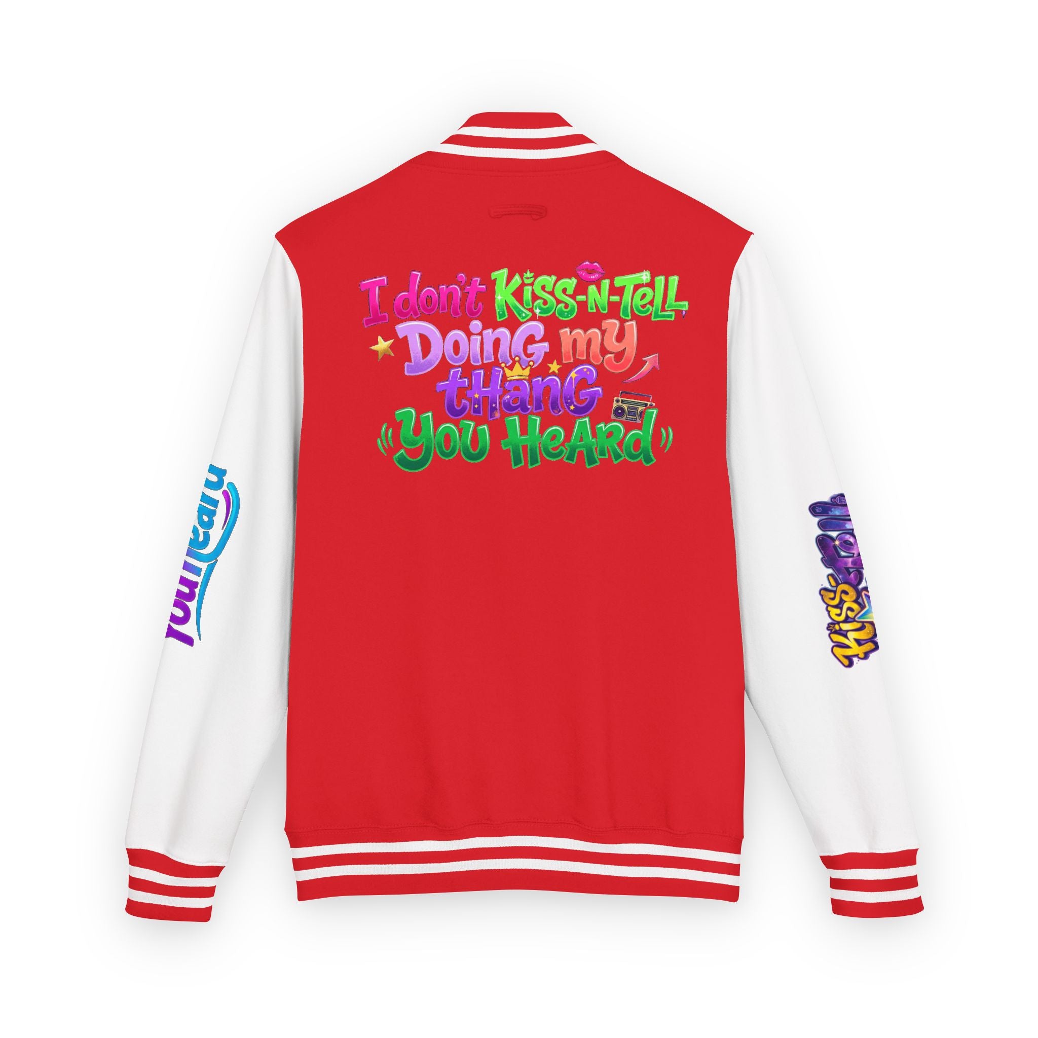 Letterman Jacket — "I Don't Kiss-N-Tell, Doing My Thang You Heard" Colorful Streetwear
