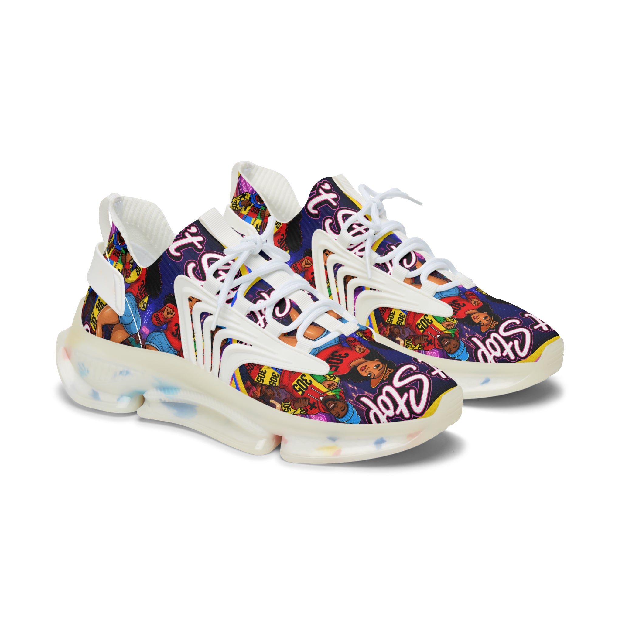Women's Mesh Sneakers — Bold Graphic 'Don't Stop' Fashion Trainers