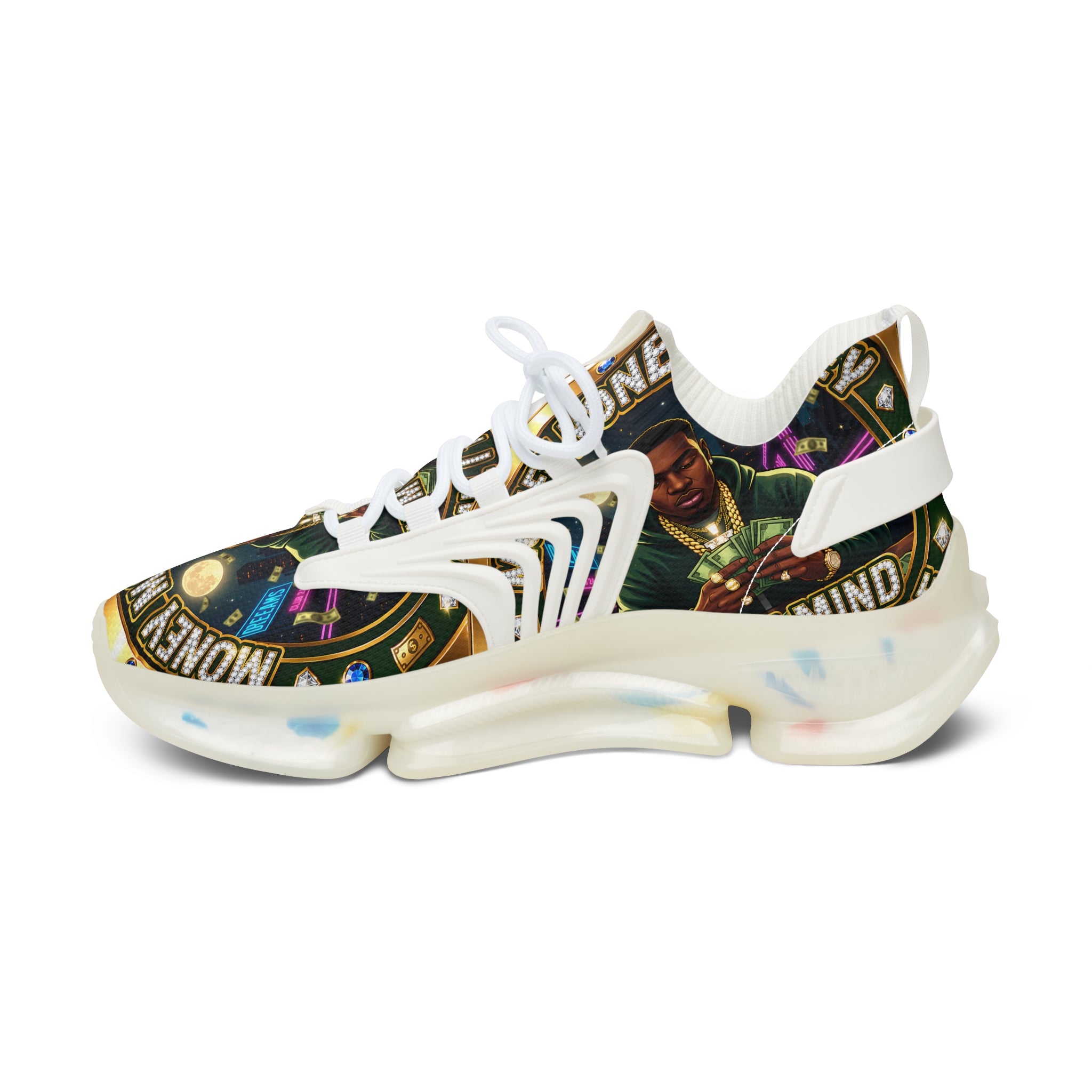 Men's Mesh Sneakers — 'Money' Graphic Women's Athletic Shoes