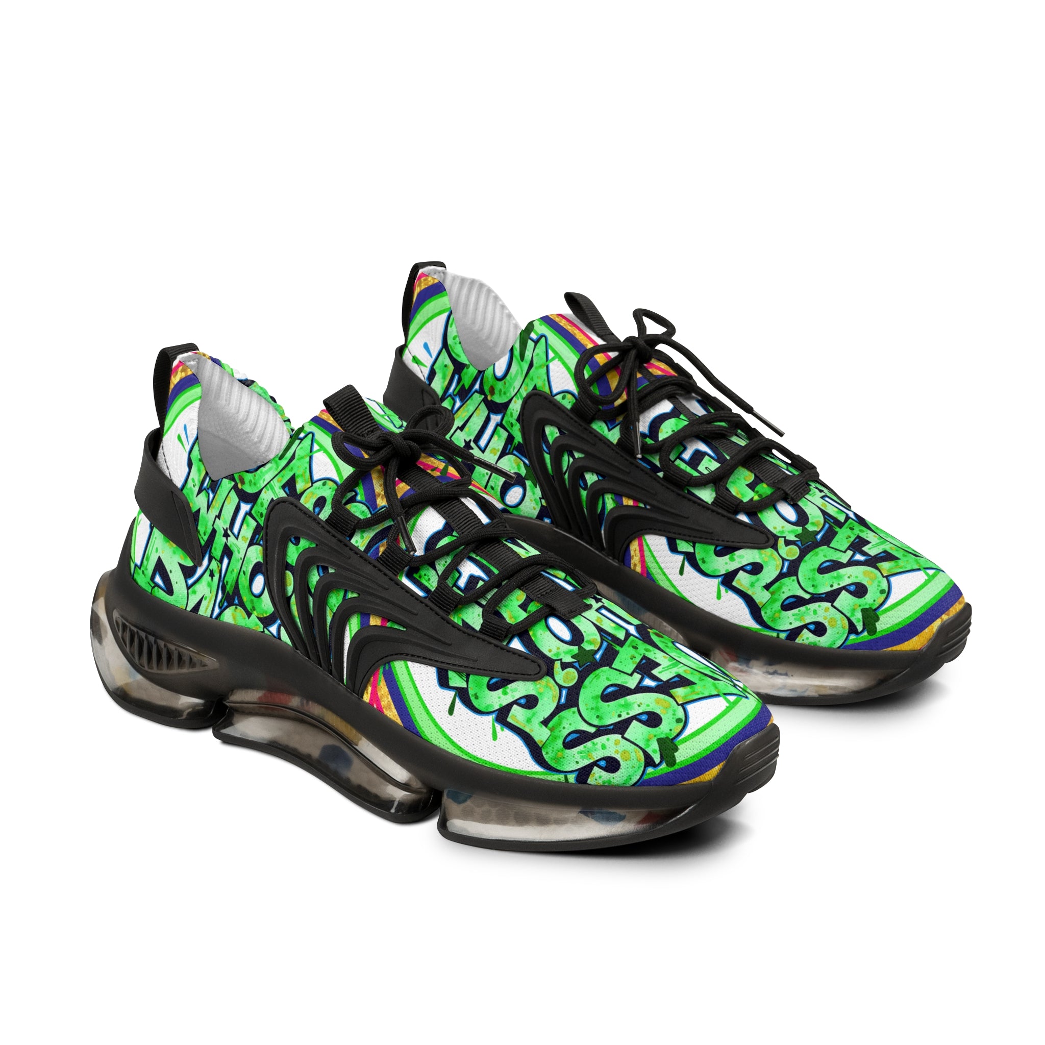 Men's Mesh Sneakers — " Guess Who's Back" Bold Green Graffiti 'Guess Who's Next' Athletic Shoes