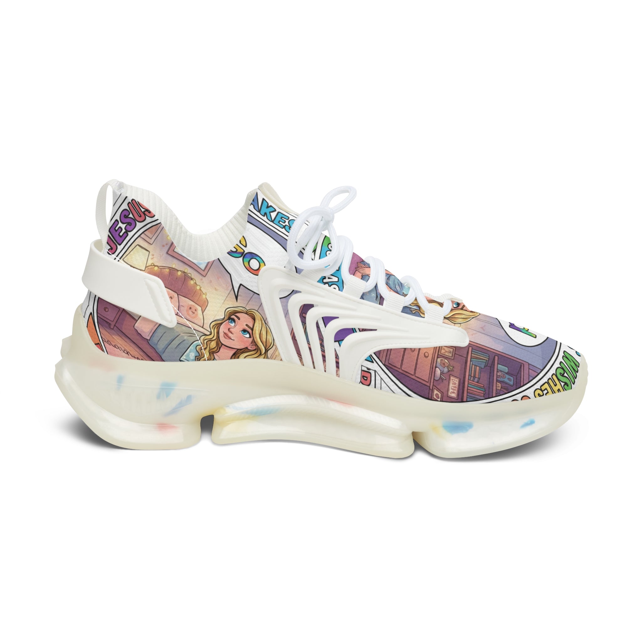Mesh Sneakers — Inspirational 'Jesus Christ Makes Wishes Come True" Graphic Women's Trainers