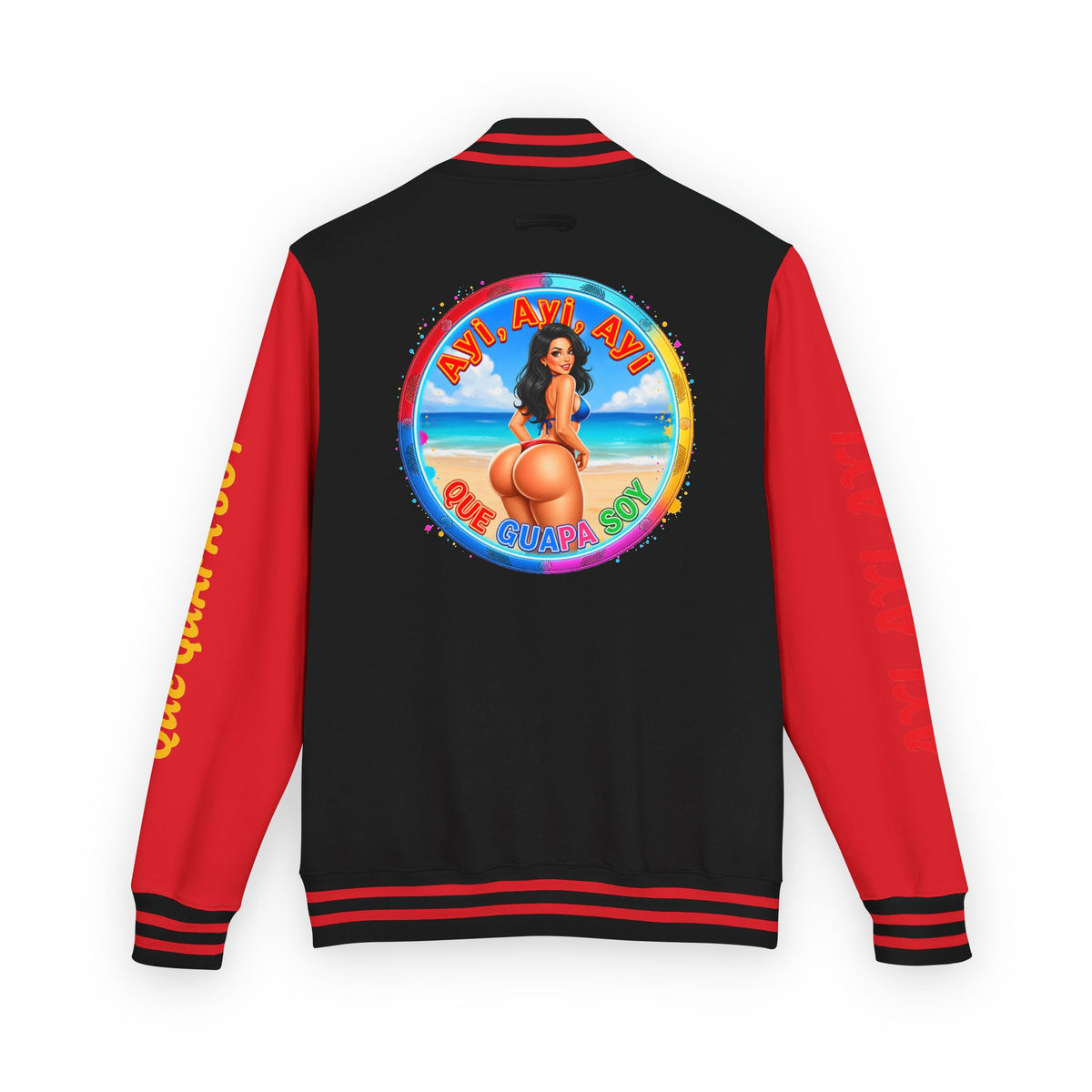Letterman Jacket – Retro Beach Pinup Varsity Jacket with 'Ayi Ayi Ayi' Graphic