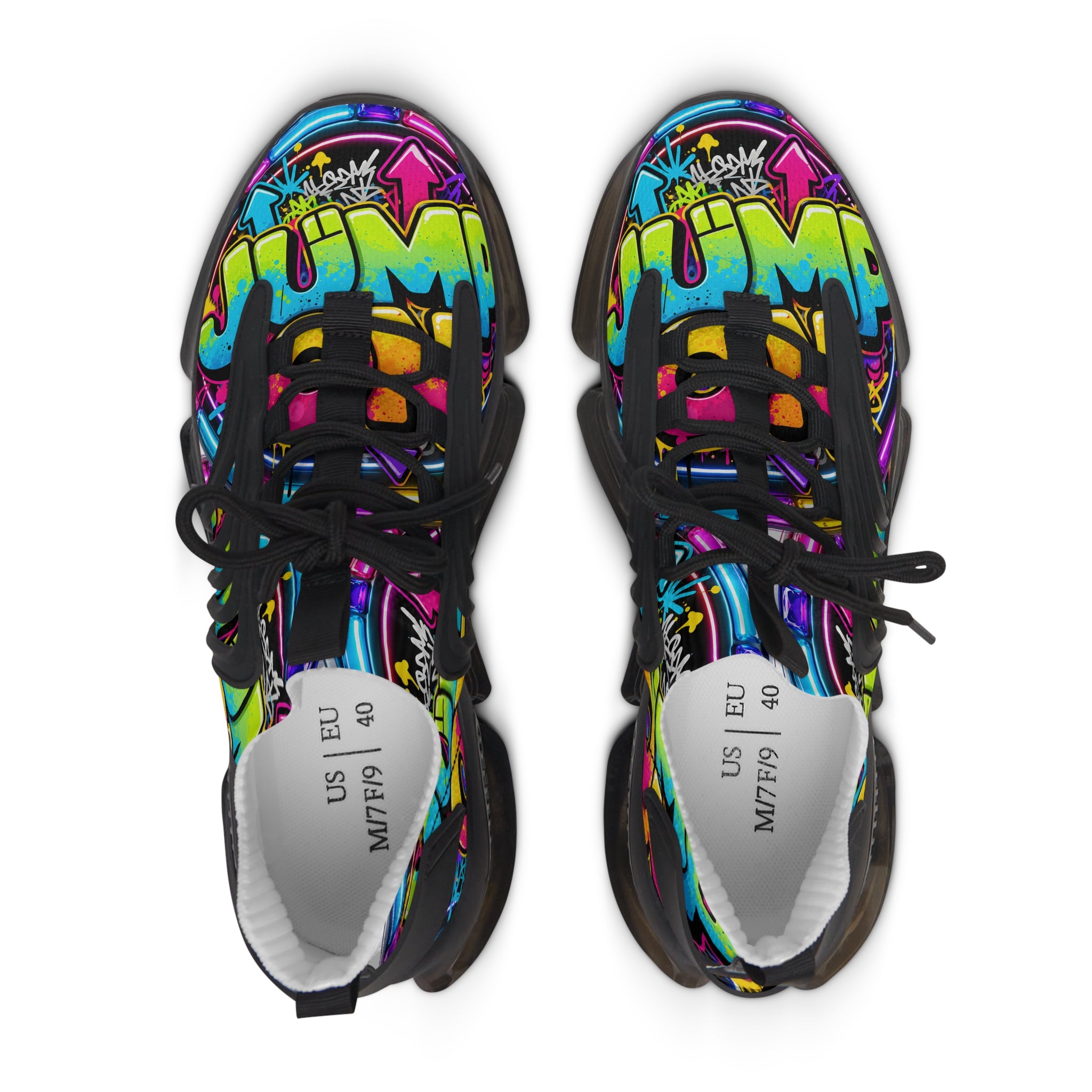 Women's Mesh Sneakers — "Jump On" Colorful Graffiti Streetwear Athletic Shoes