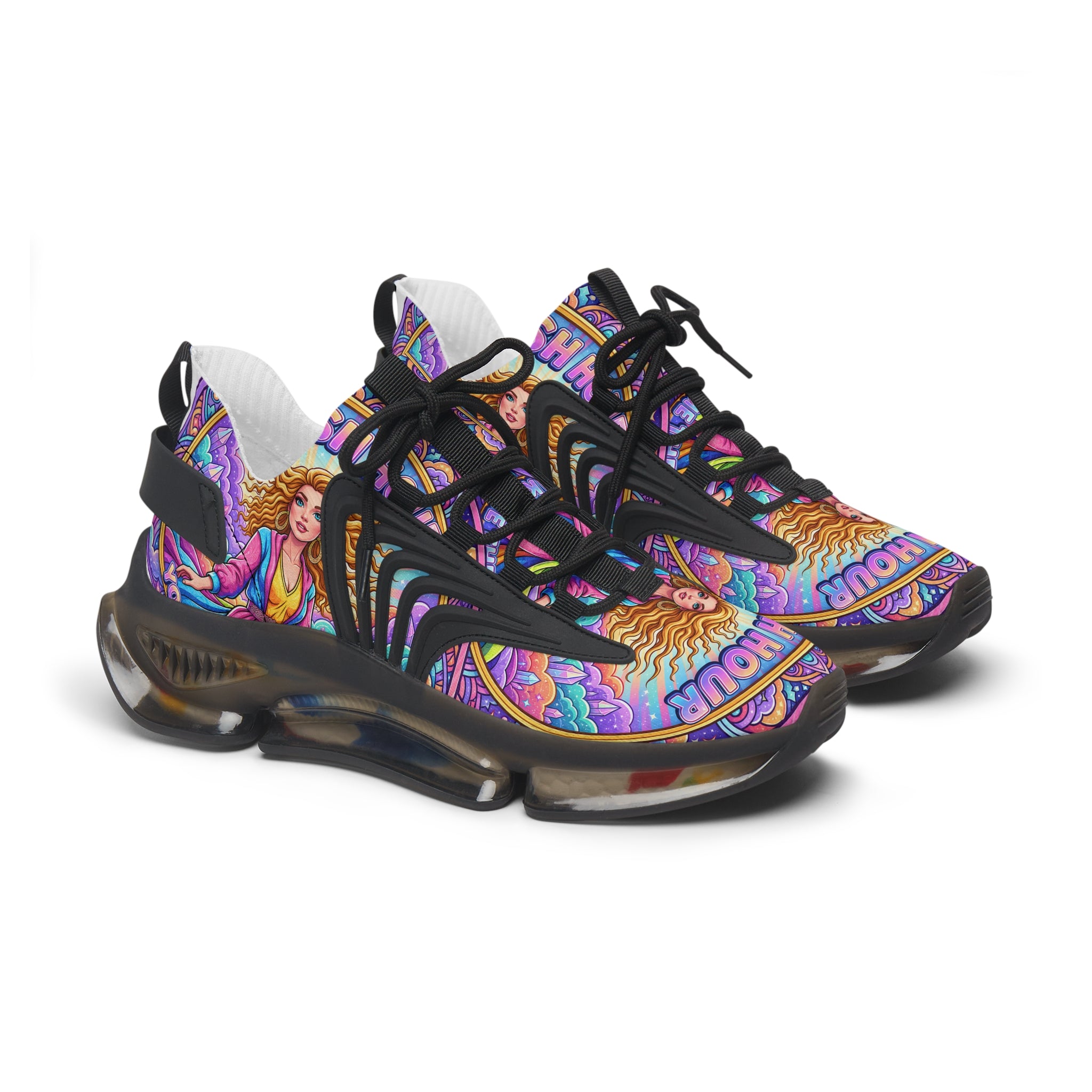 Women's Mesh Sneakers — Colorful Goddess Graphic Athletic Shoes