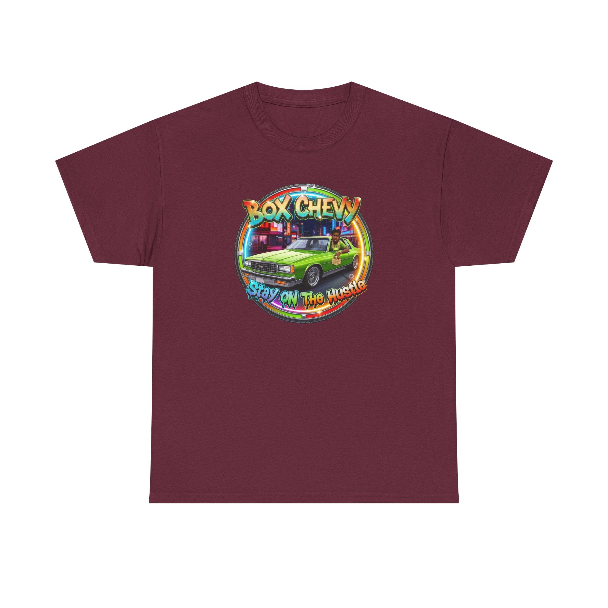 Vintage Chevy Truck Tee — "Box Chevy Stay On The Hustle" Retro Car Graphic Shirt