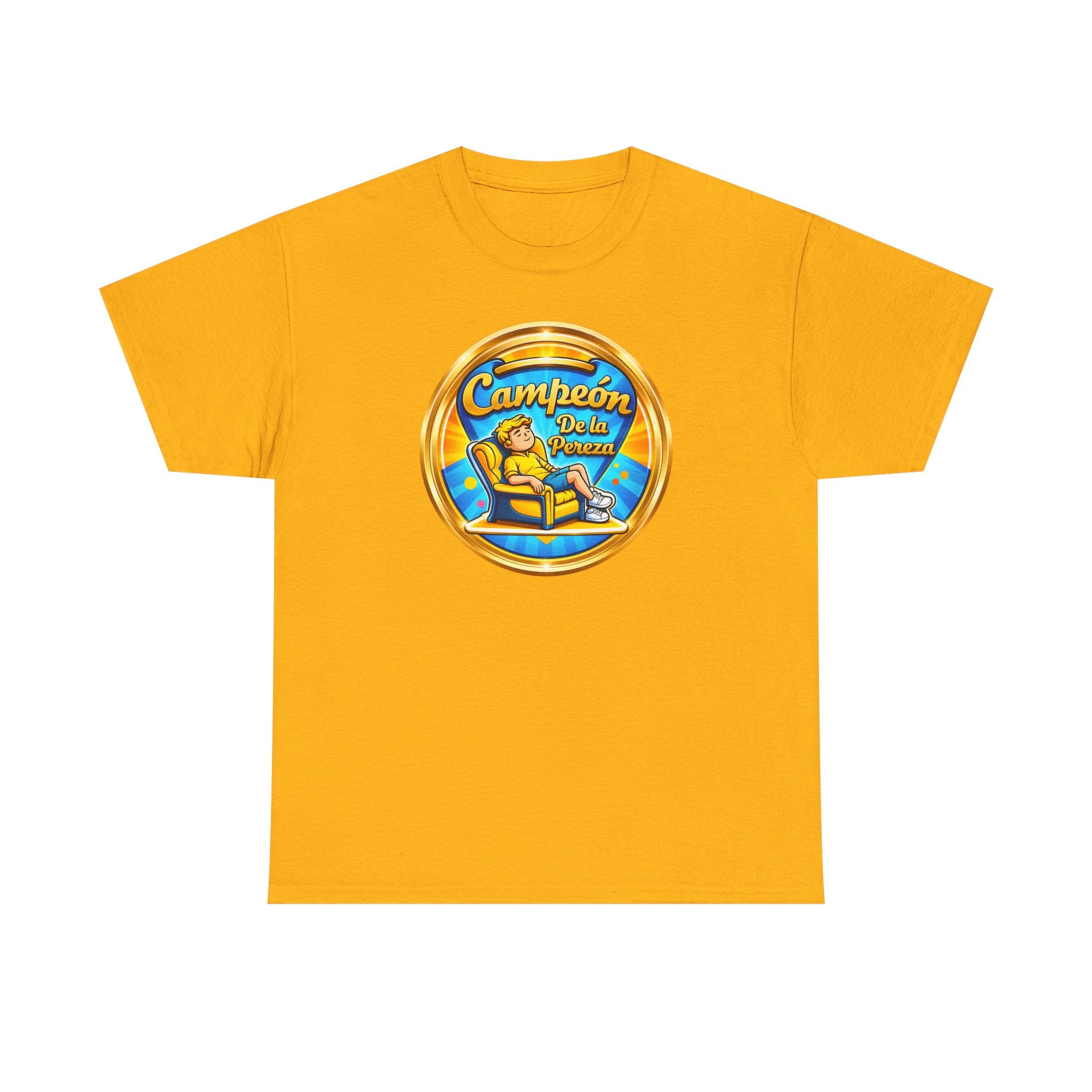 "Campeón De La Pereza" Tee — Gold Badge Adventure T‑Shirt