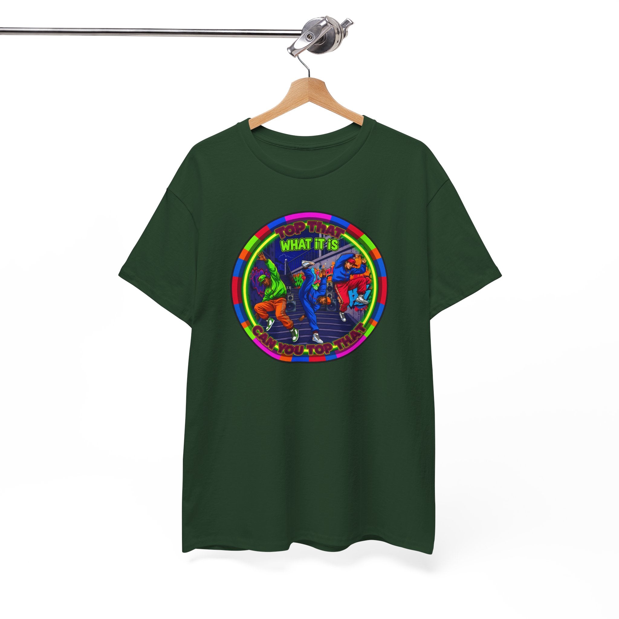 Dance Crew T-Shirt – "Top That What It Is" Retro Neon Graphic Tee