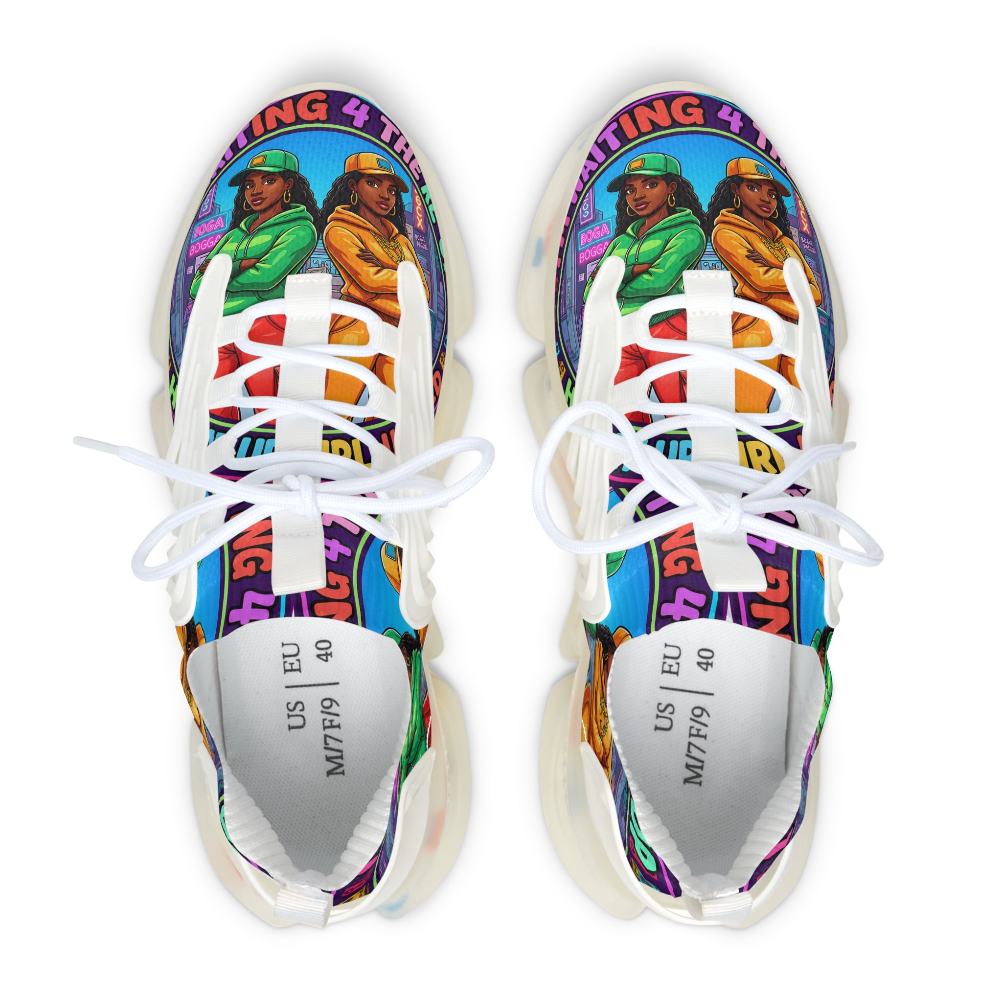 Women's Mesh Sneakers — 'Im Waiting For The Re-Up' Street Art Design