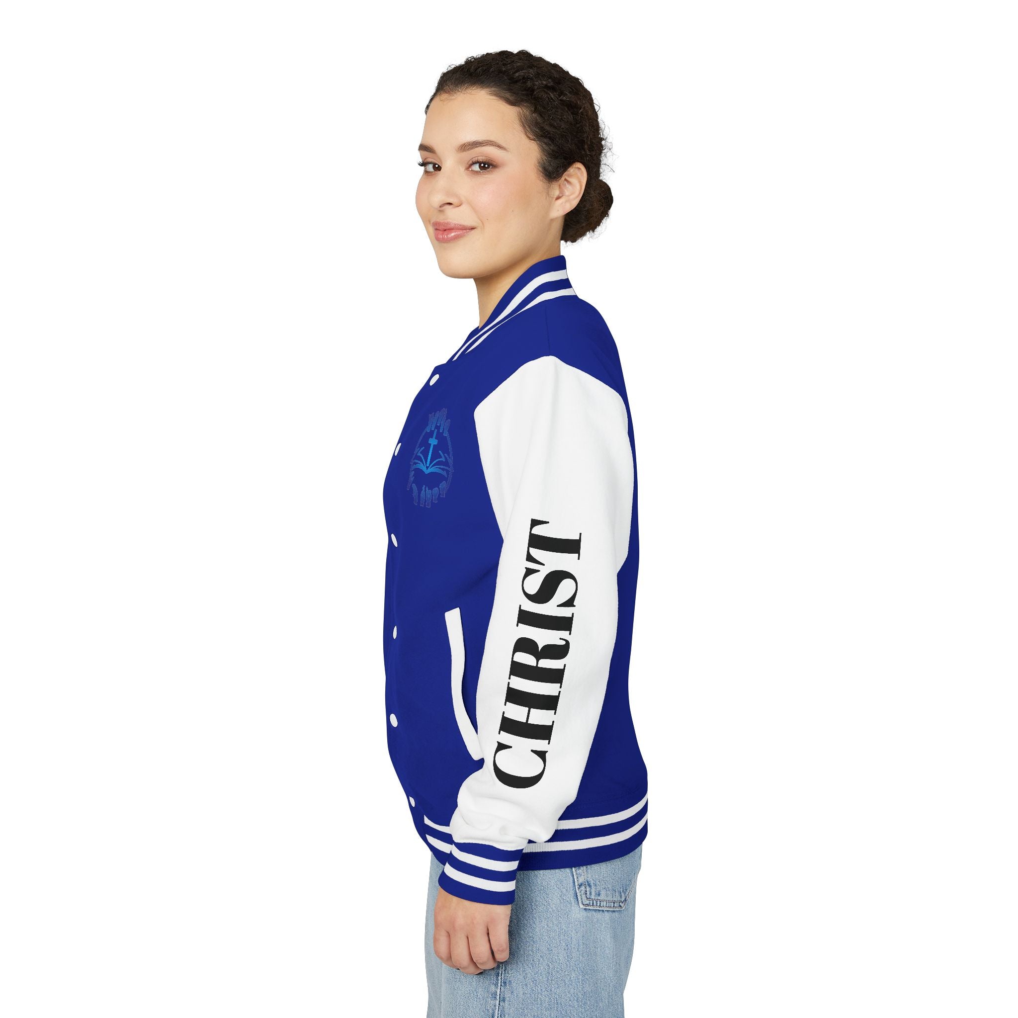 Christian Cross Letterman Jacket — Faith Crewneck Varsity Jacket