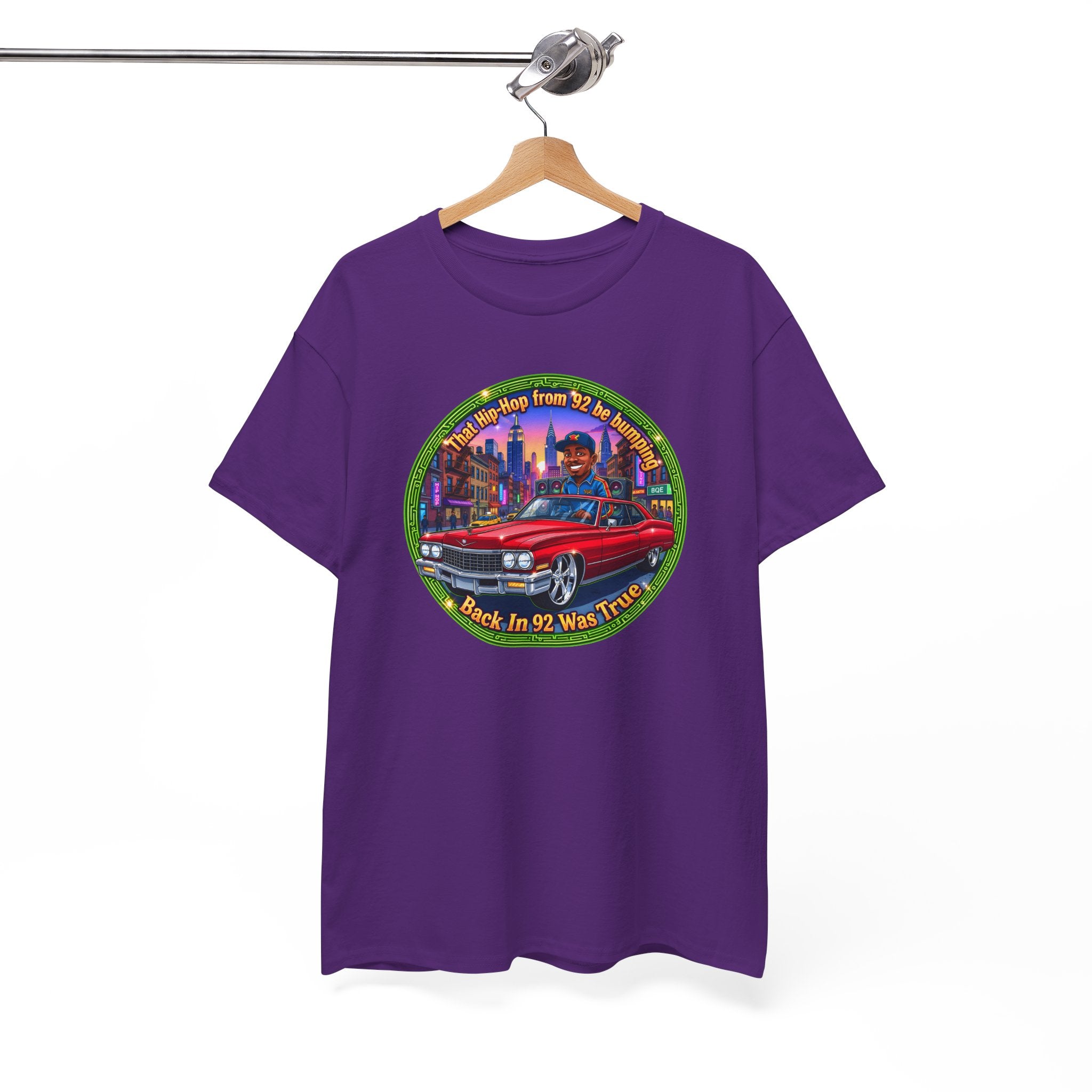 Vintage Red Convertible T-Shirt – “That Hip-hop From 92 Be Bumping" Retro City Cruise Tee
