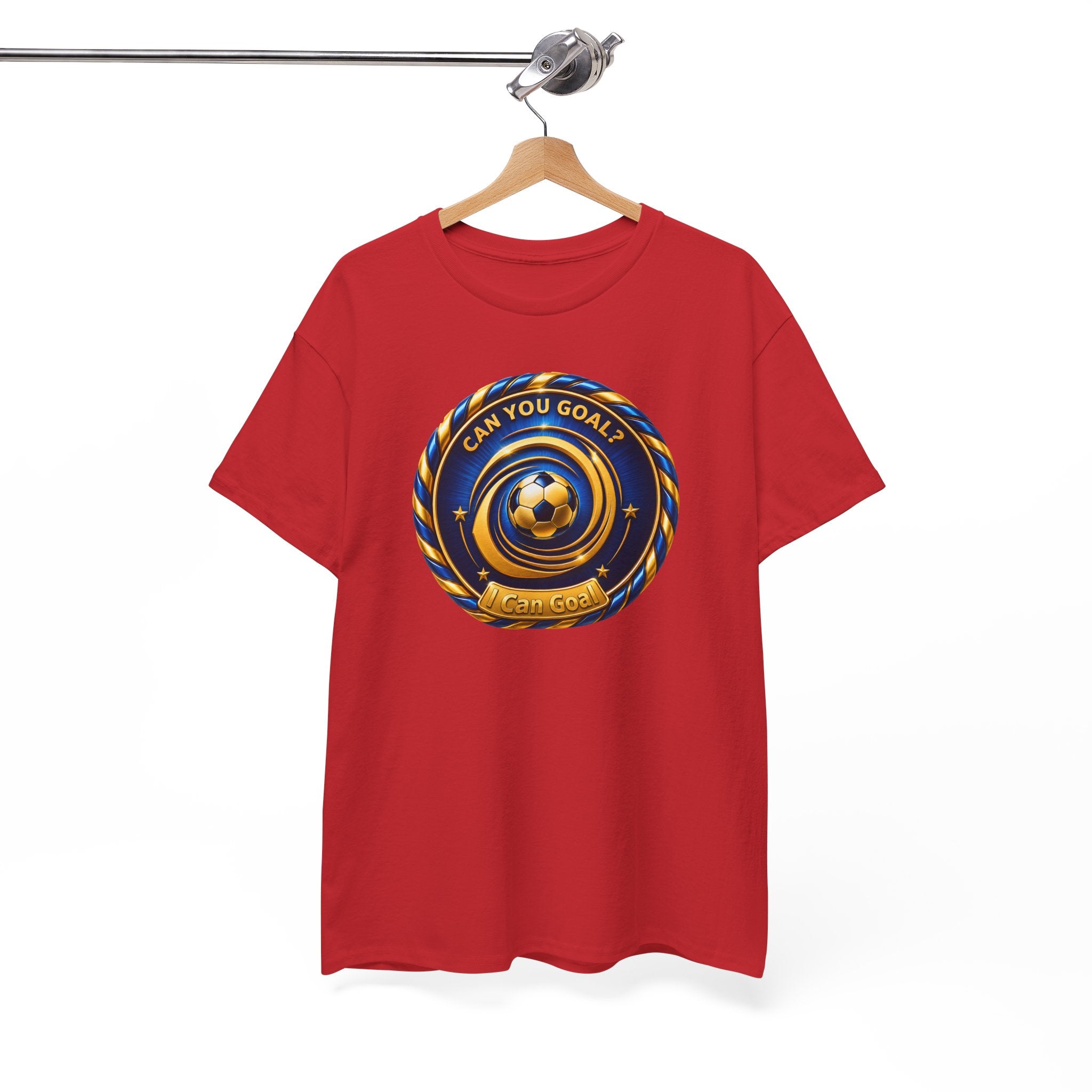 Soccer Badge Tee — "Can You Goal?" Graphic Soccer Shirt