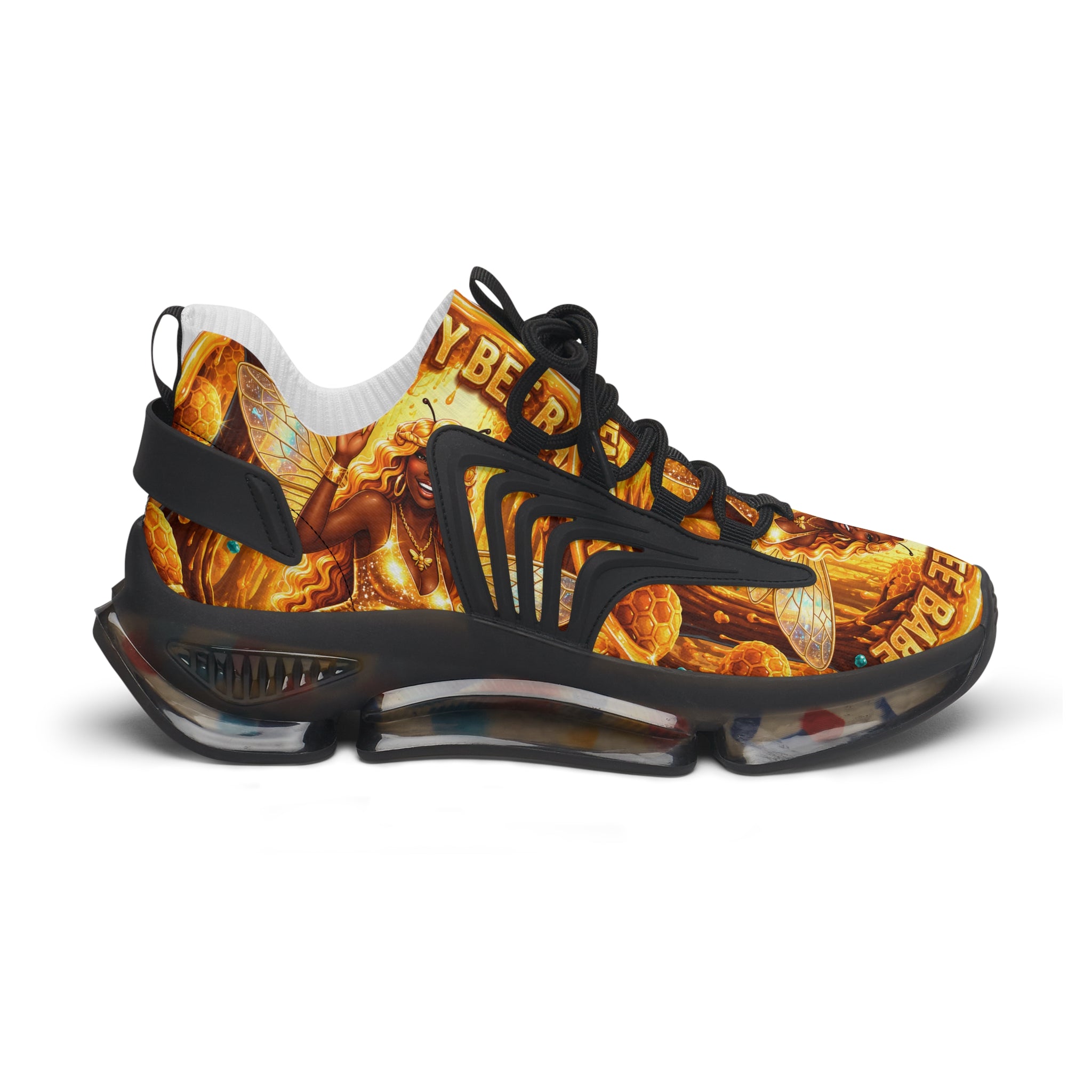 Mesh Sneakers — "Honey Bee Queen" Graphic Women’s Athletic Shoes